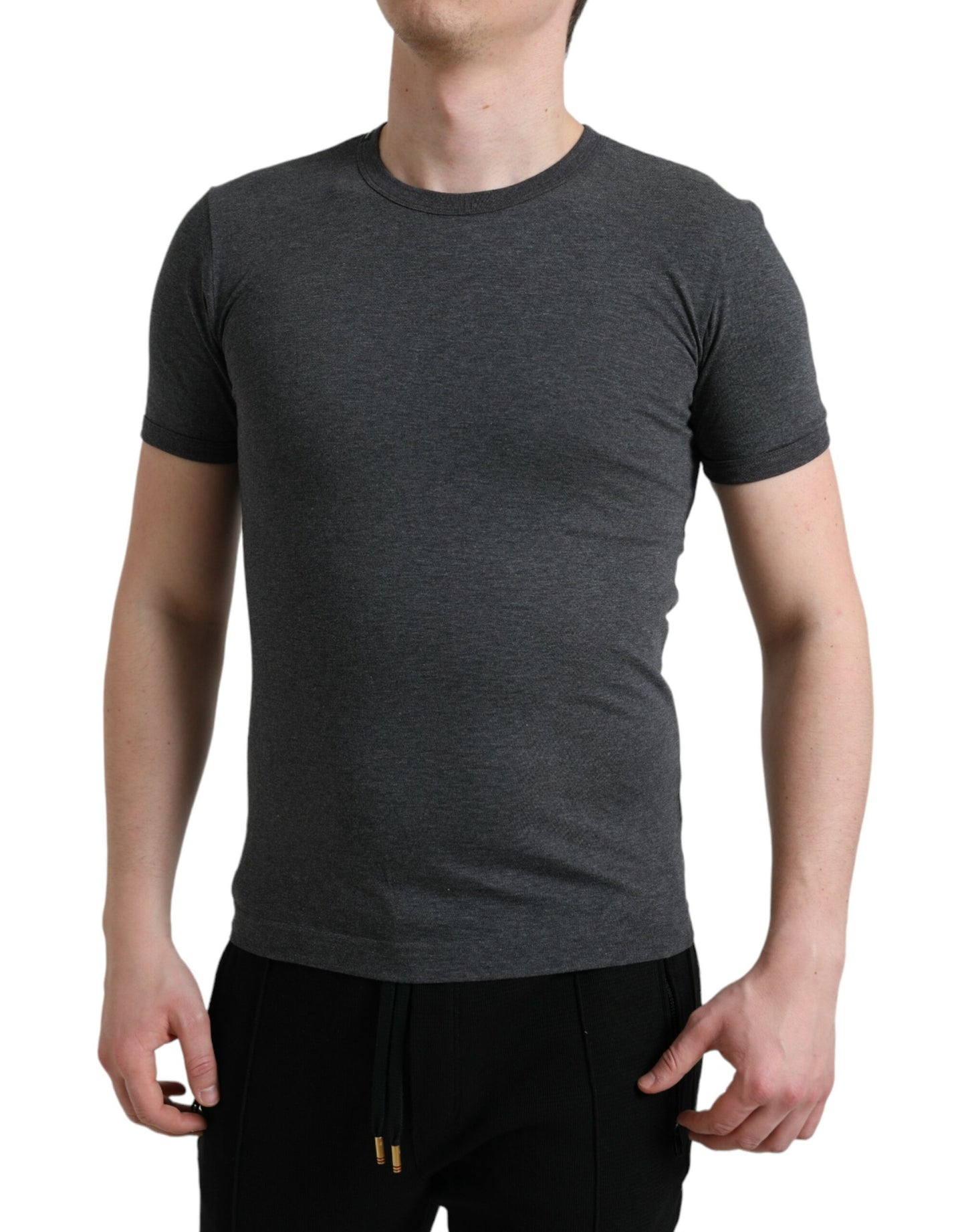 Dolce & Gabbana Elegant Dark Gray Crew Neck Tee IT44 / XS