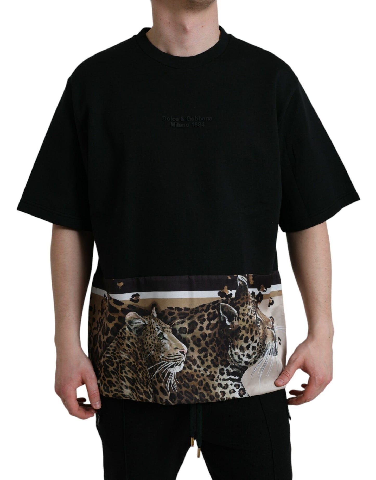 Dolce & Gabbana Elegant Leopard Print Crew Neck Tee IT56 / XXL