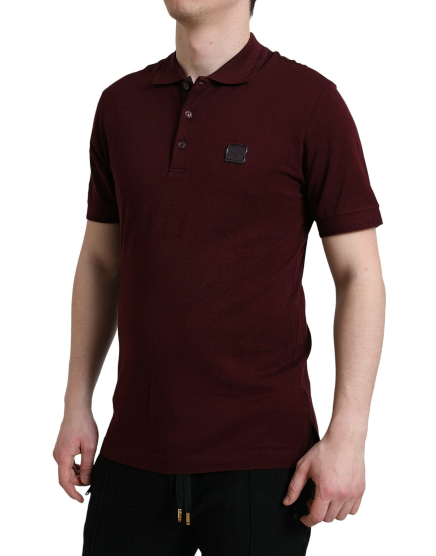 Dolce & Gabbana Elegant Maroon Cotton Blend Polo Tee