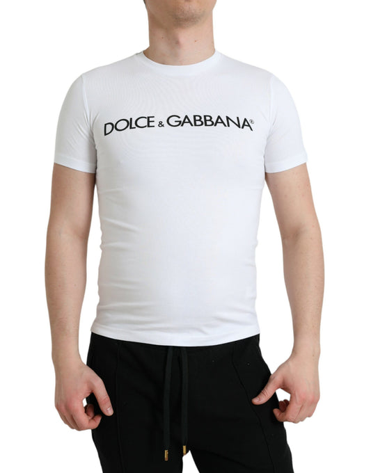 Dolce & Gabbana Elegant White Logo Crewneck Tee IT44 / XS