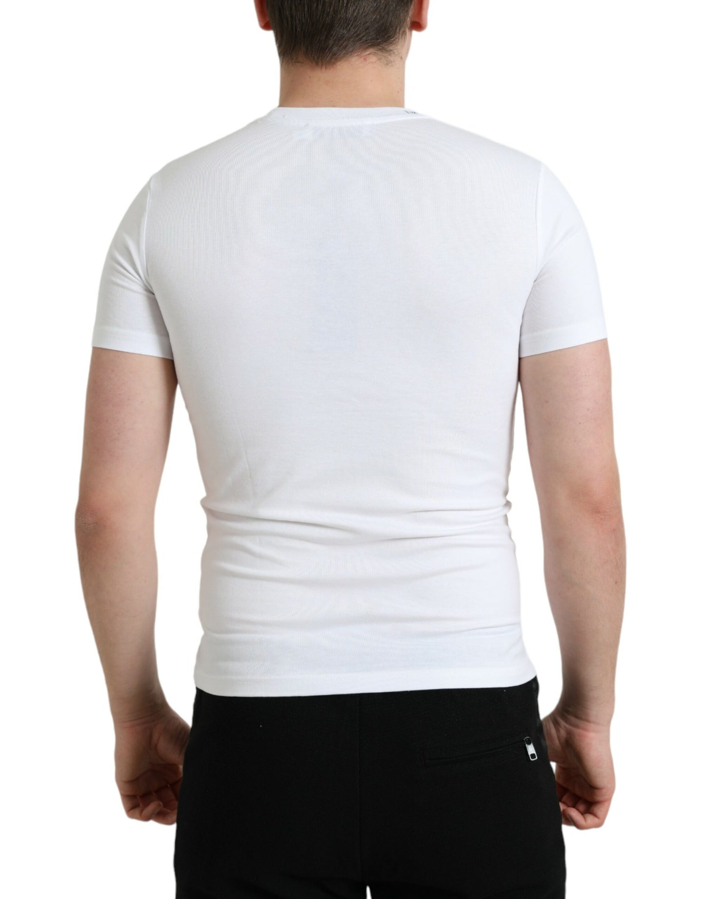 Dolce & Gabbana Elegant White Logo Crewneck Tee IT44 / XS