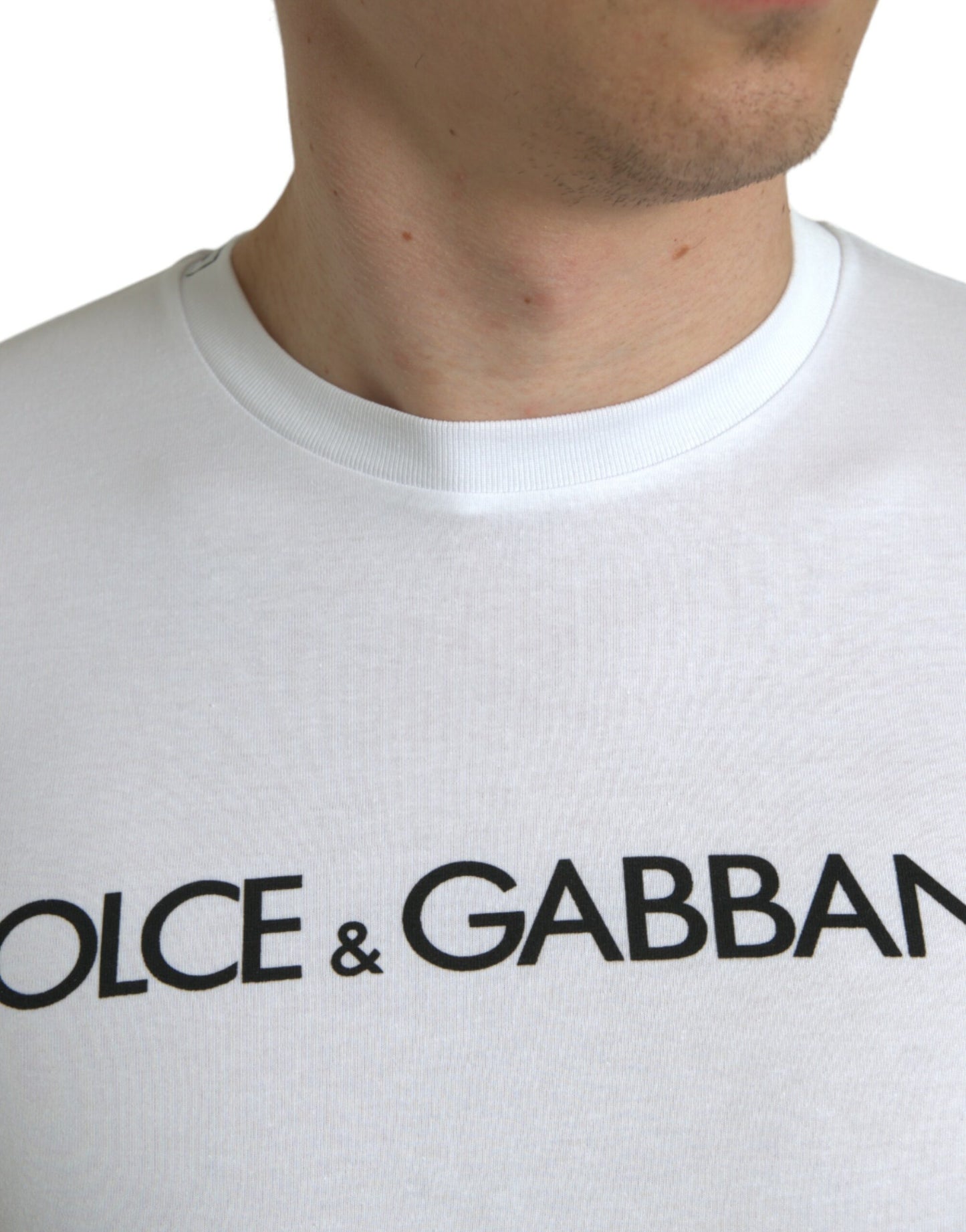 Dolce & Gabbana Elegant White Logo Crewneck Tee IT44 / XS