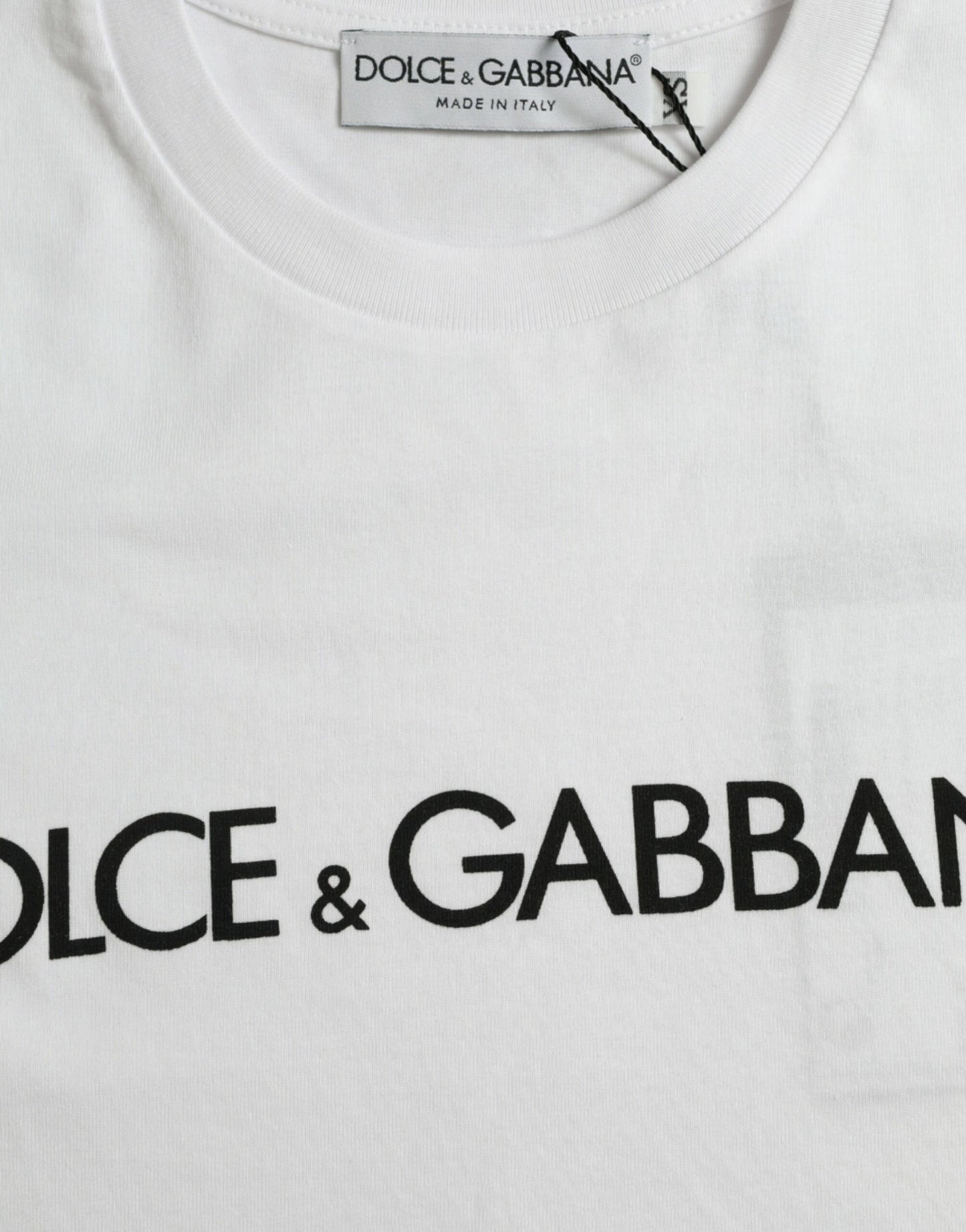 Dolce & Gabbana Elegant White Logo Crewneck Tee IT44 / XS