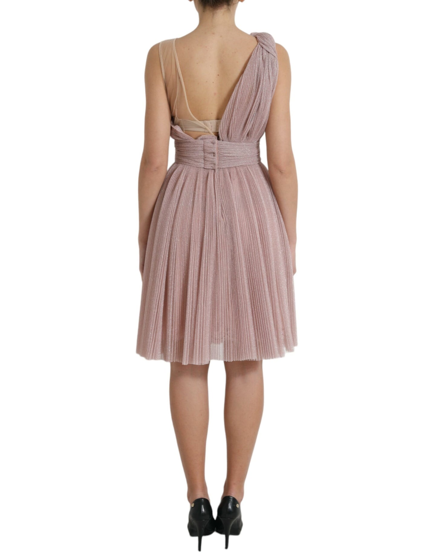 Dolce & Gabbana Lilac One-Shoulder Pleated Designer Dress IT42 / M