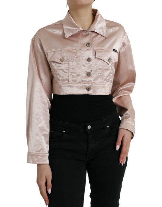 Dolce & Gabbana Elegant Pink Cropped Denim Jacket IT40 | S