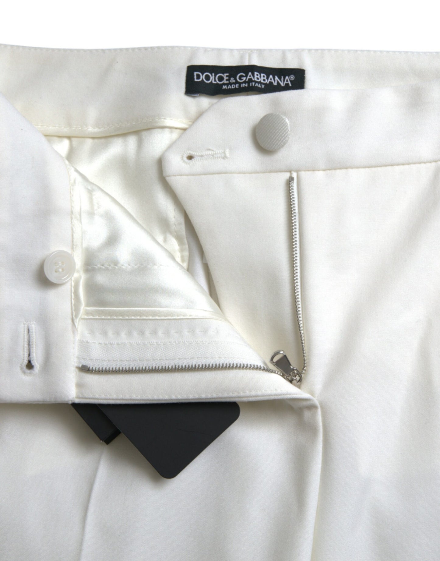 Dolce & Gabbana Elegant White Mid-Waist Tapered Pants IT38 / XS