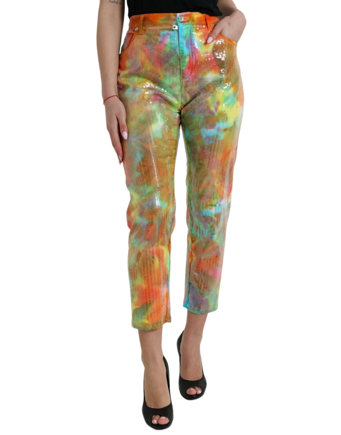 Dolce & Gabbana Multicolor High Waist Cropped Pants IT40 | S