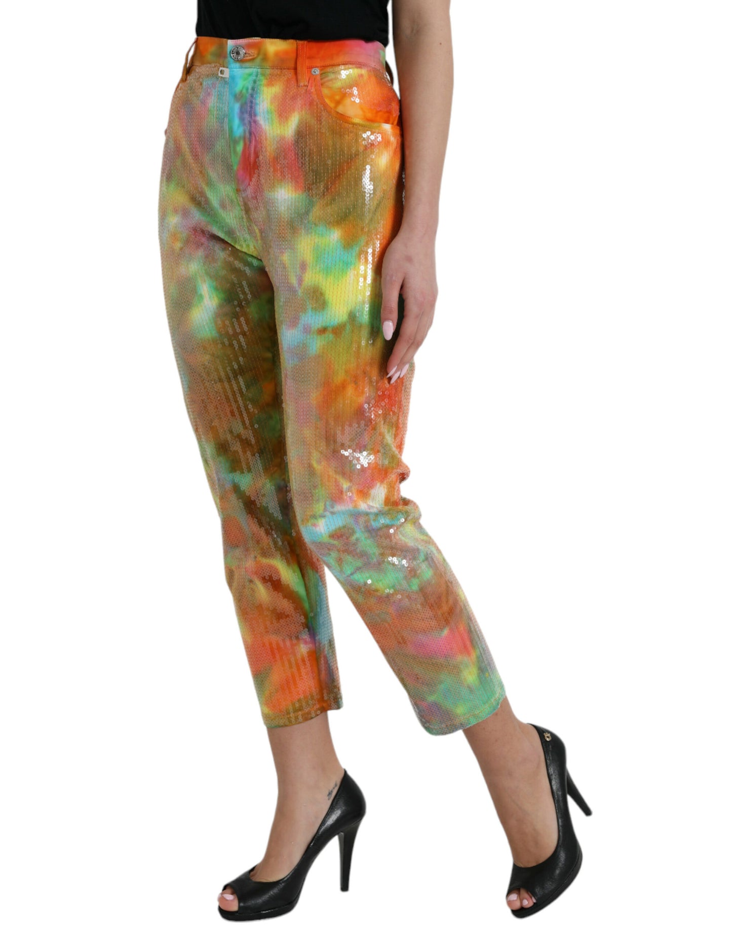 Dolce & Gabbana Multicolor High Waist Cropped Pants IT40 | S