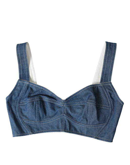 Dolce & Gabbana Elegant Blue Bustier Crop Top IT40 | S