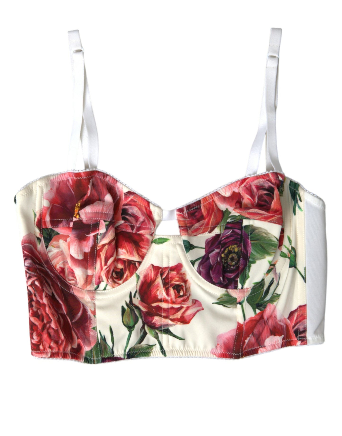 Dolce & Gabbana Floral Silk Blend Bustier Crop Top IT40 | S