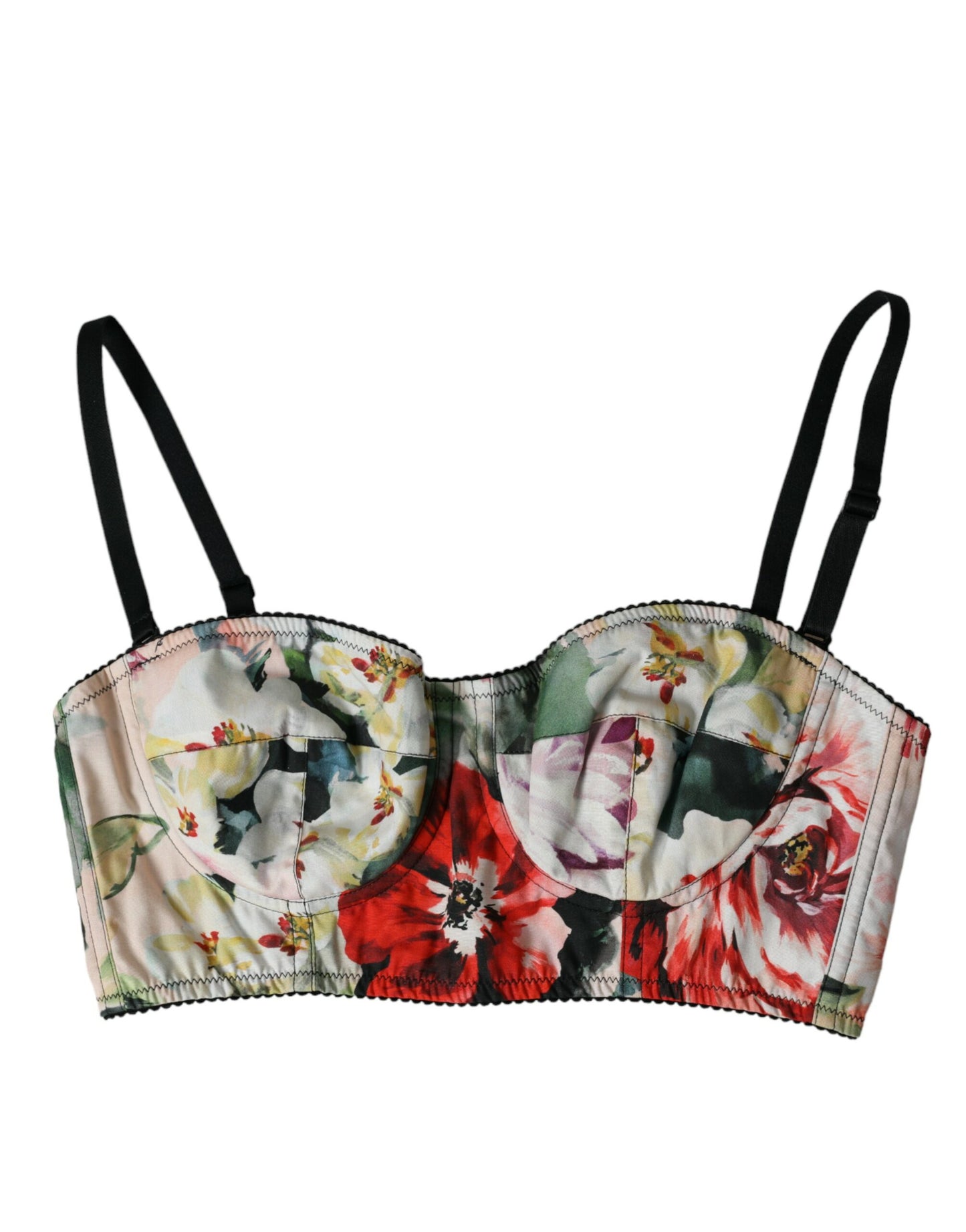 Dolce & Gabbana Multicolor Floral Bustier Crop Top IT40 | S