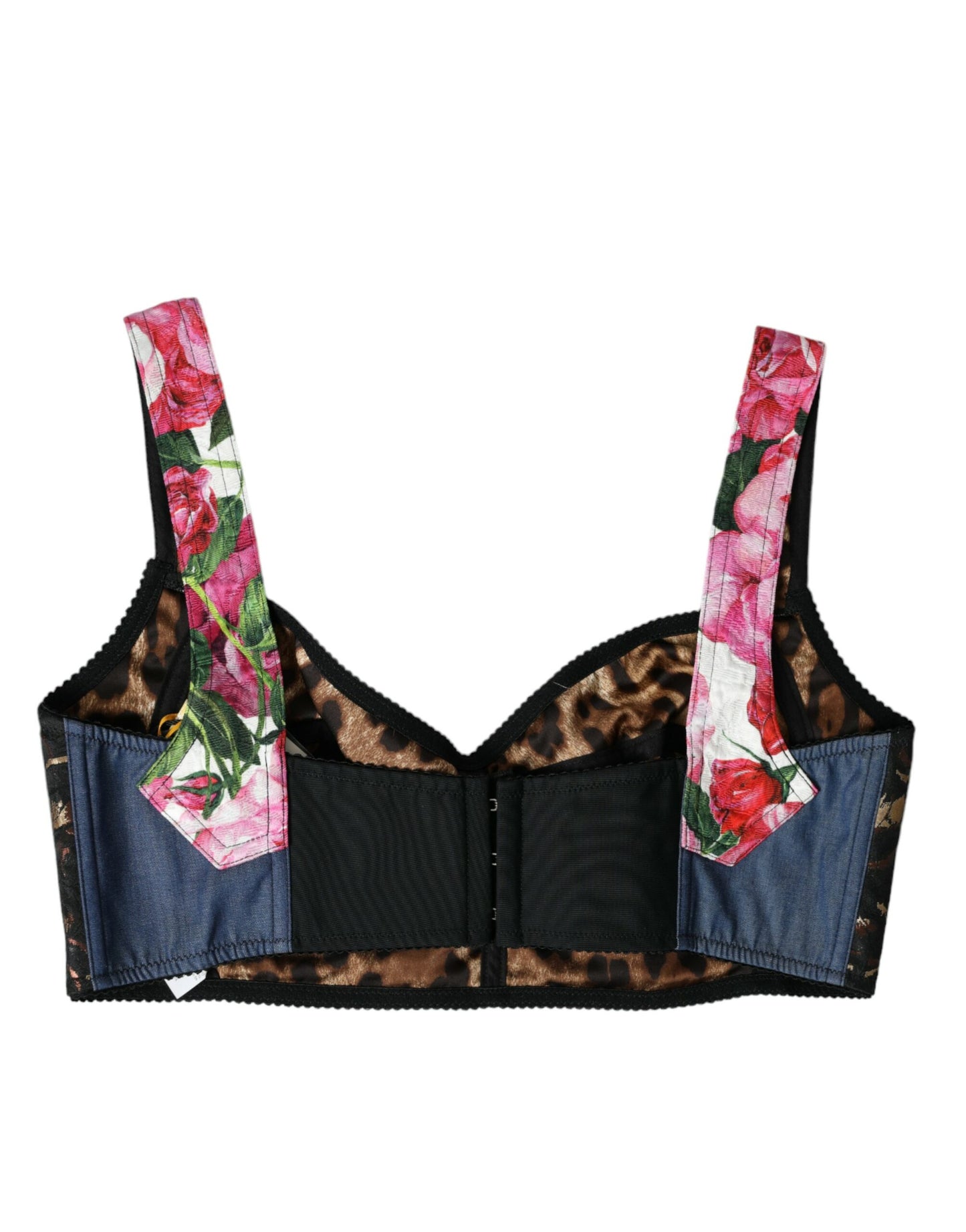 Dolce & Gabbana Floral Patchwork Bustier Crop Top IT46 / XL