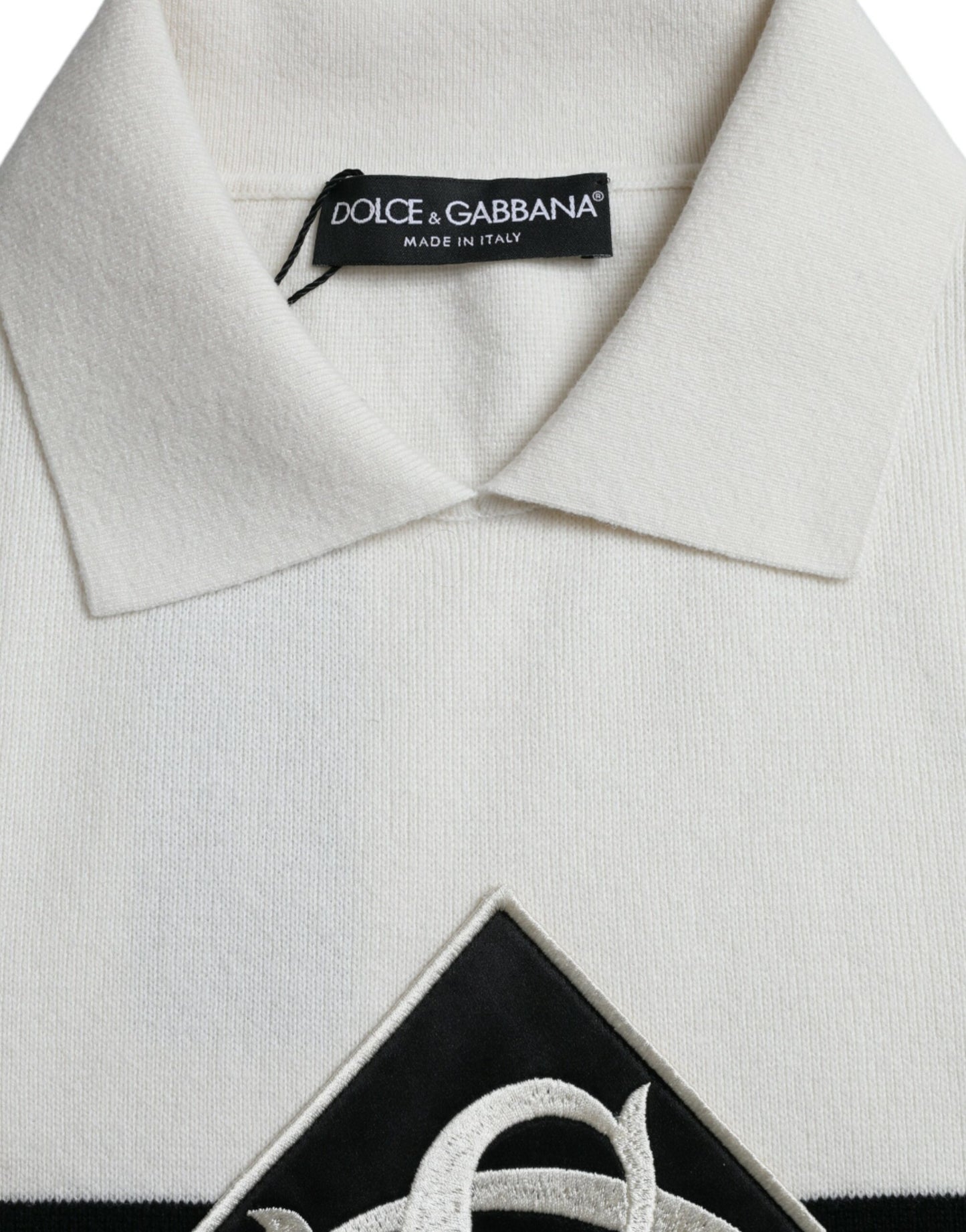 Dolce & Gabbana White DG Logo Collared Henley Shirt T-shirt IT42 / XS