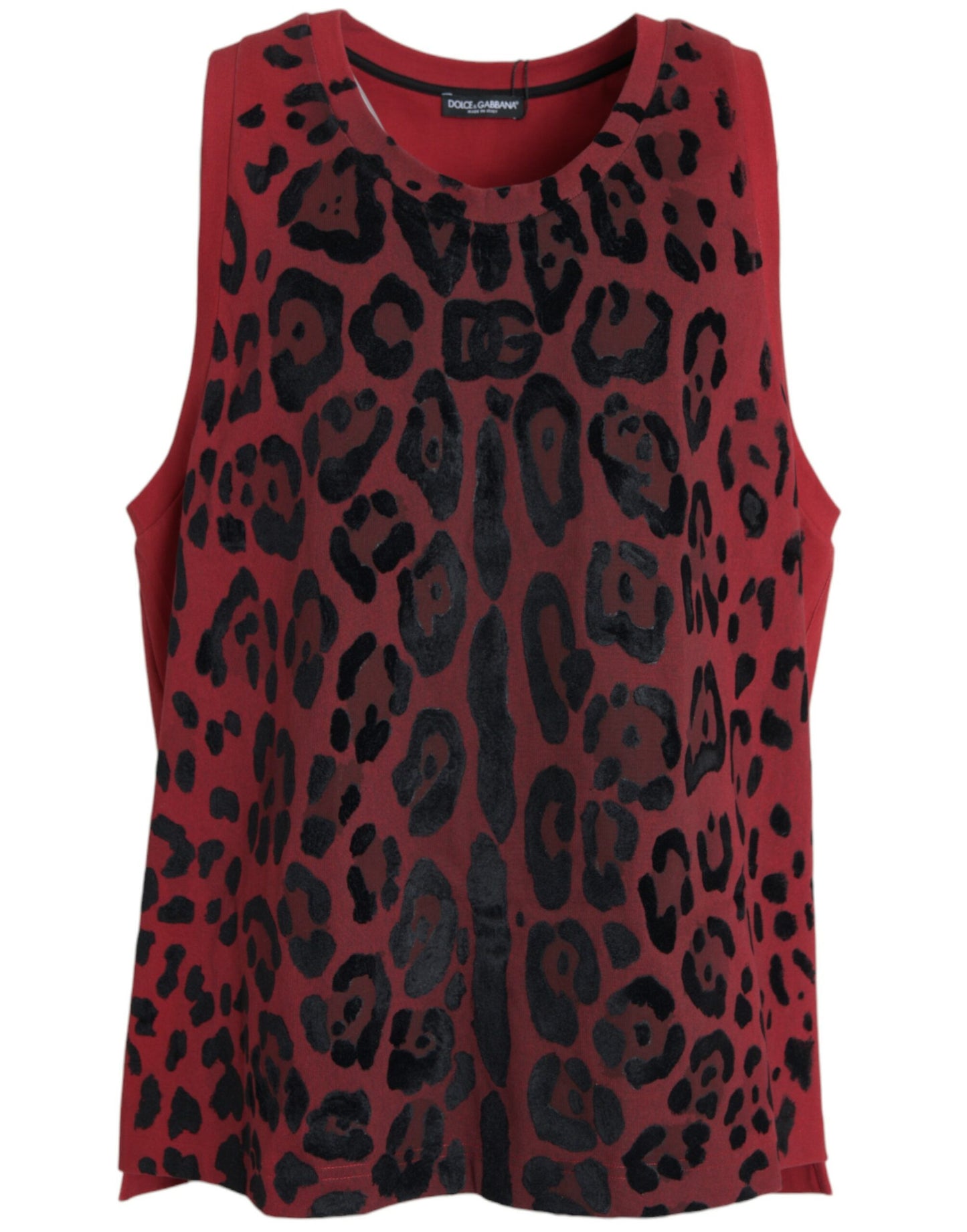 Dolce & Gabbana Red Leopard Print Sleeveless Tank T-shirt IT54 / XL