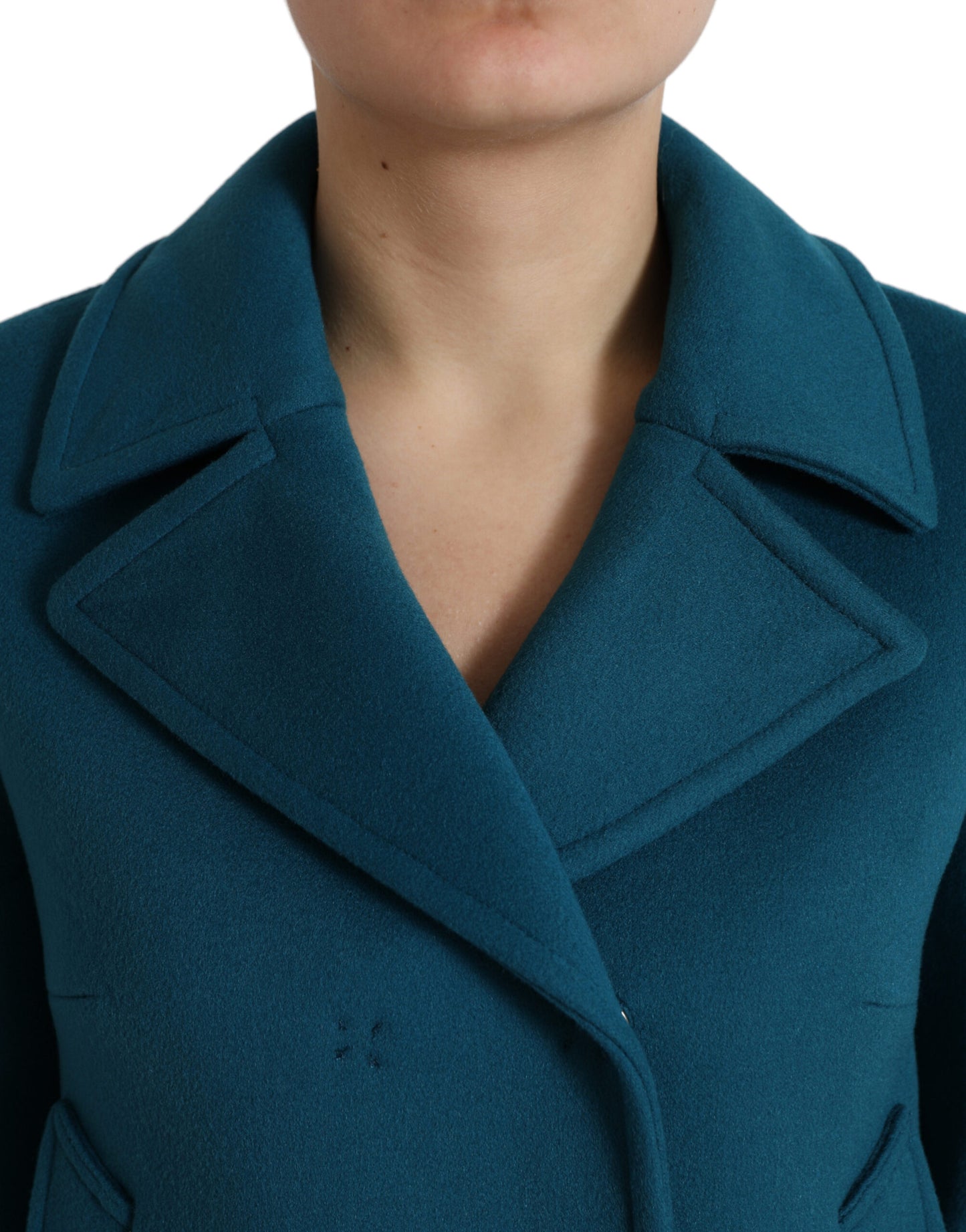 Dolce & Gabbana Blue Trench Wool Cashmere Short Coat Jacket IT40 / S