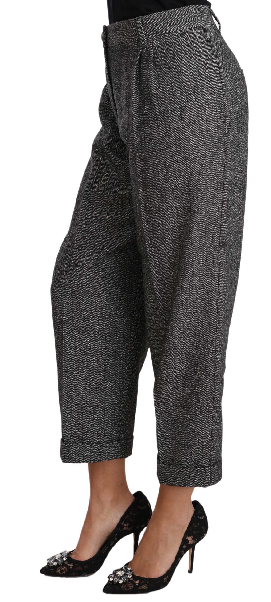 Dolce & Gabbana Elegant Gray Wool-Blend Trousers IT50 / 3XL