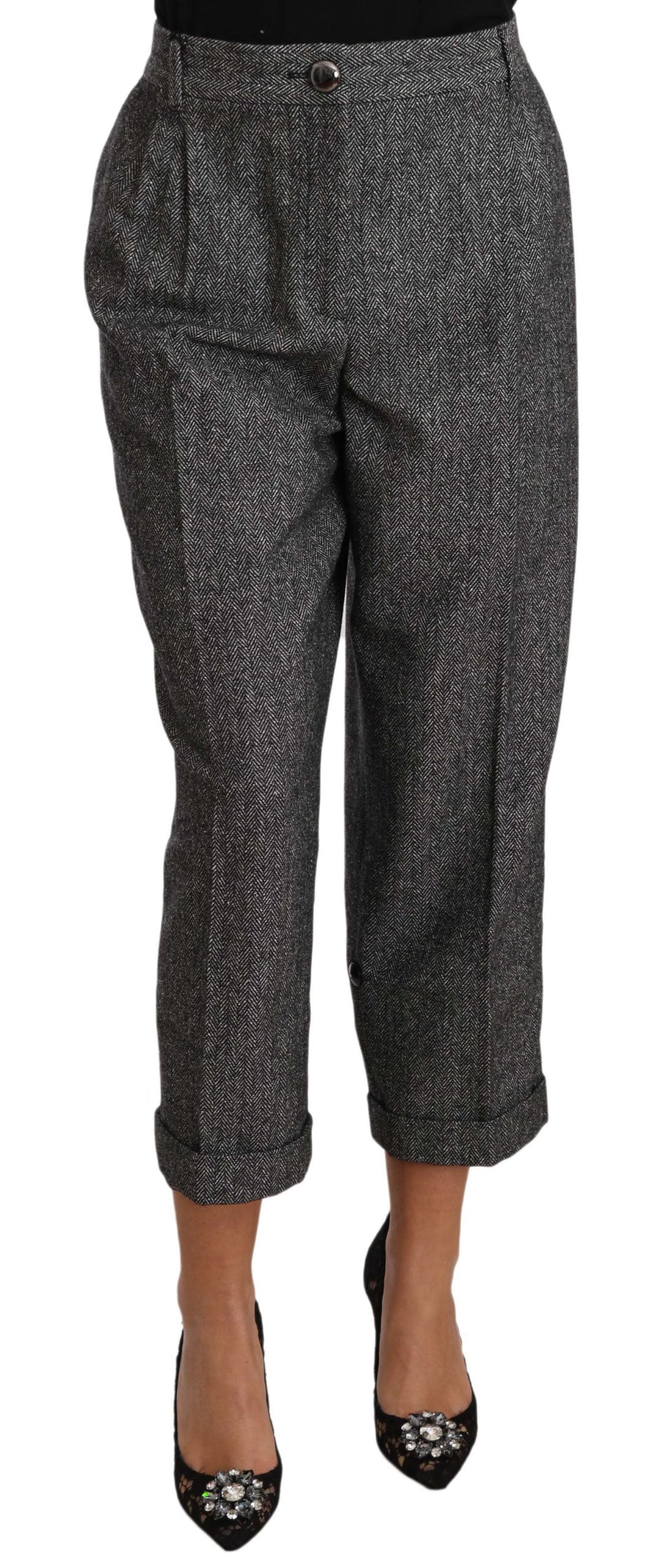 Dolce & Gabbana Elegant Gray Wool-Blend Trousers IT50 / 3XL