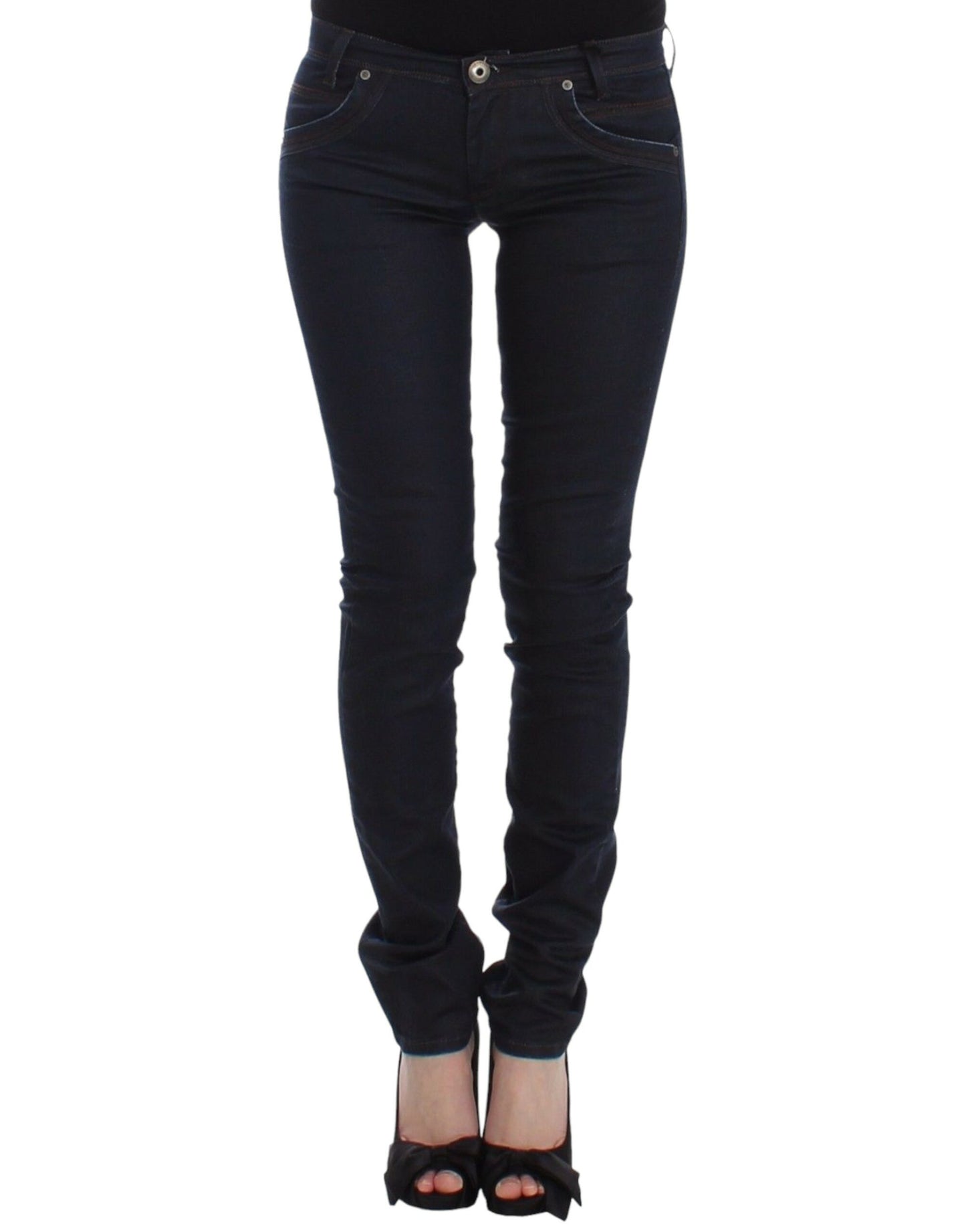 Ermanno Scervino Chic Dark Blue Slim Jeans for Elegant Style W26