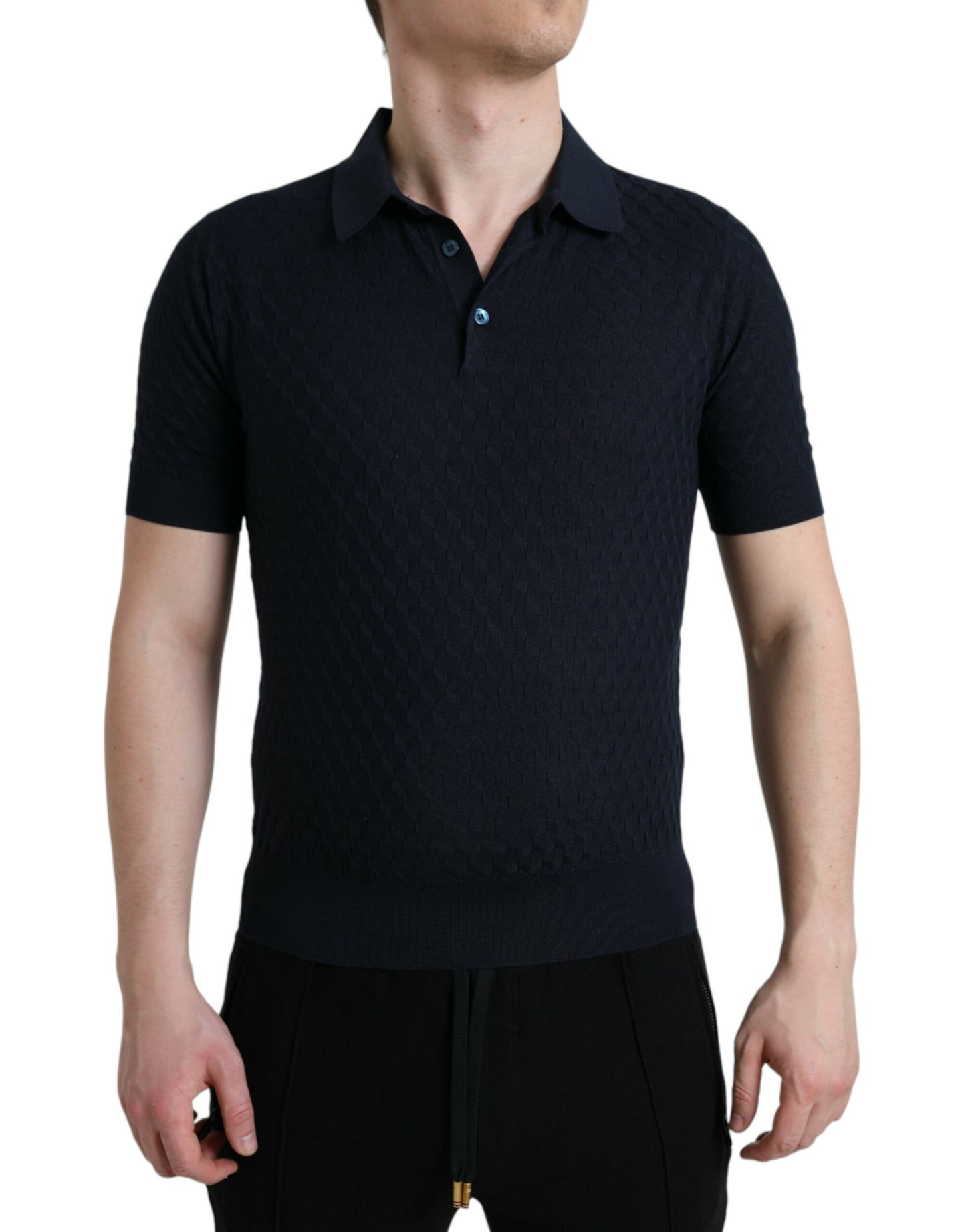 Dolce & Gabbana Dark Blue Collared Short Sleeve Polo T-shirt IT44 / XS