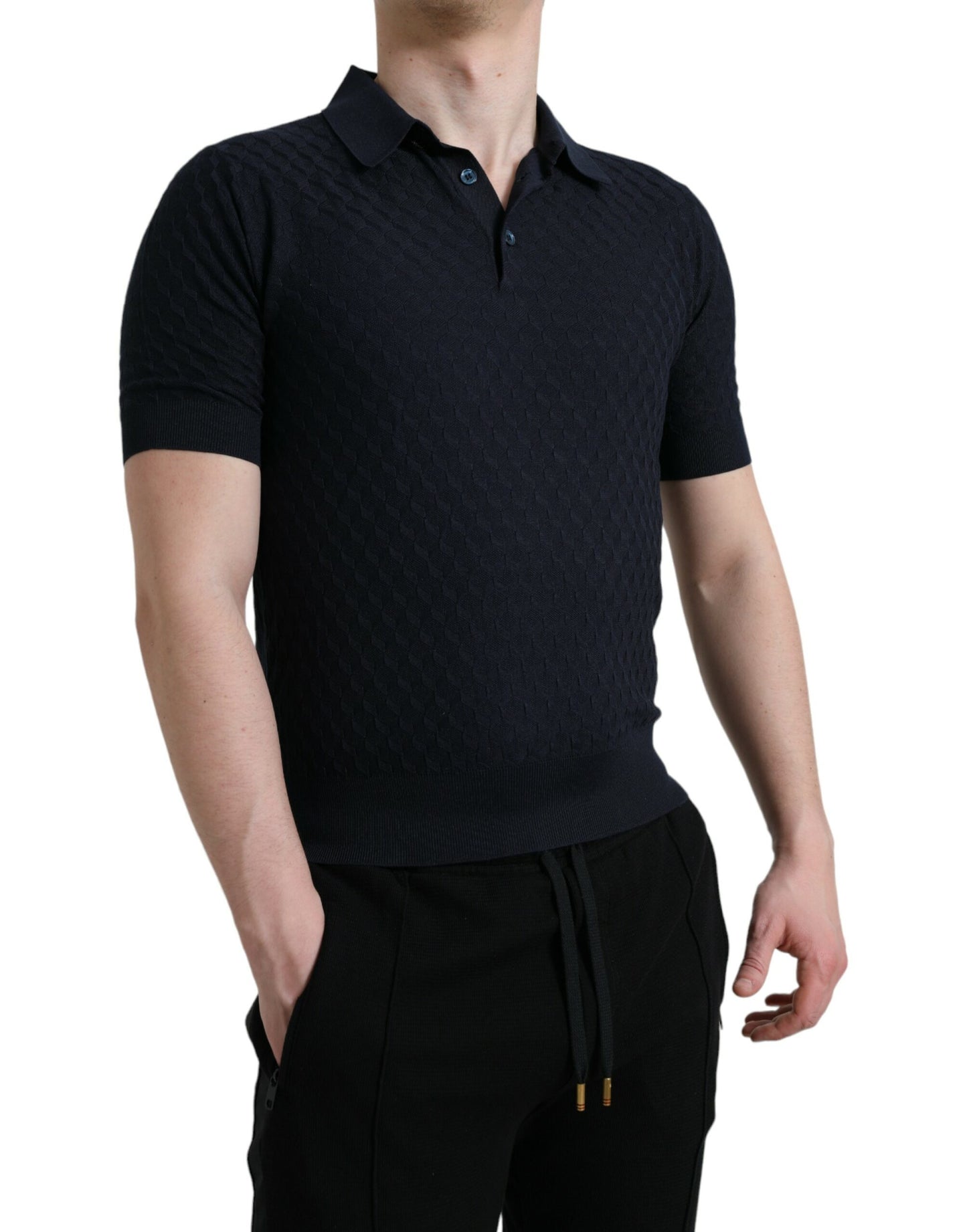 Dolce & Gabbana Dark Blue Collared Short Sleeve Polo T-shirt IT44 / XS