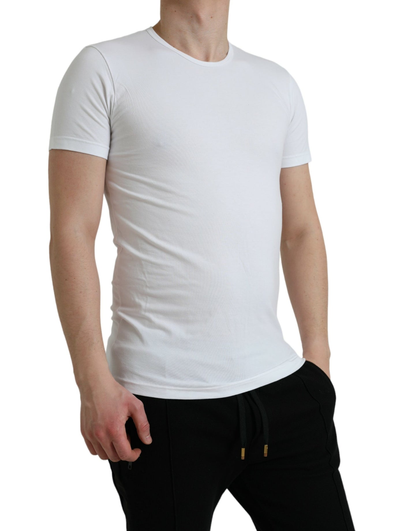 Dolce & Gabbana White Cotton Round Neck Crewneck Underwear T-shirt IT6 / L