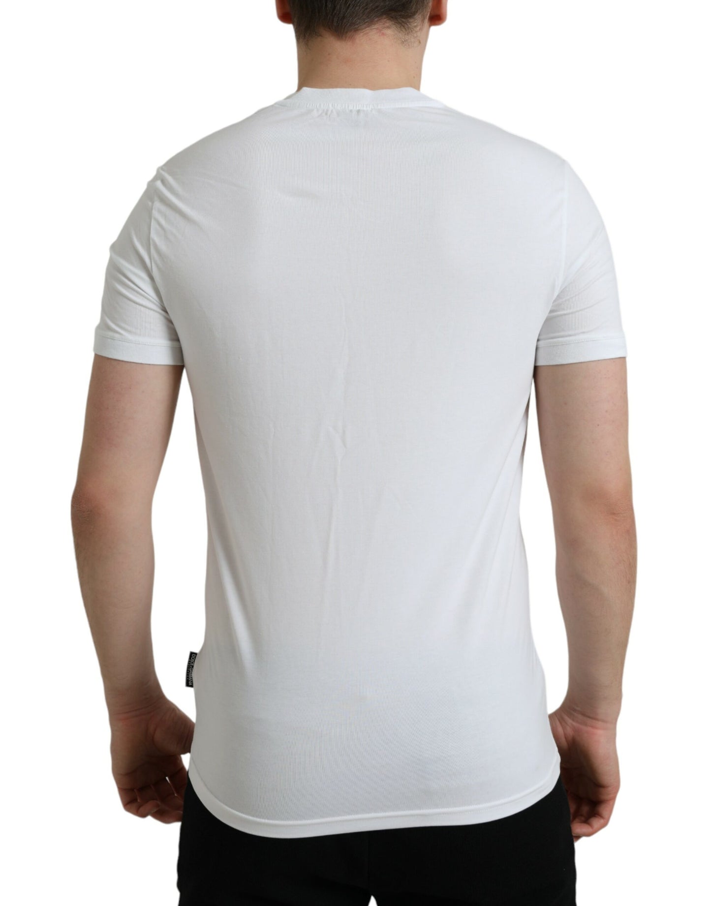 Dolce & Gabbana White Cotton V-neck Short Sleeve Underwear T-shirt IT5 / M