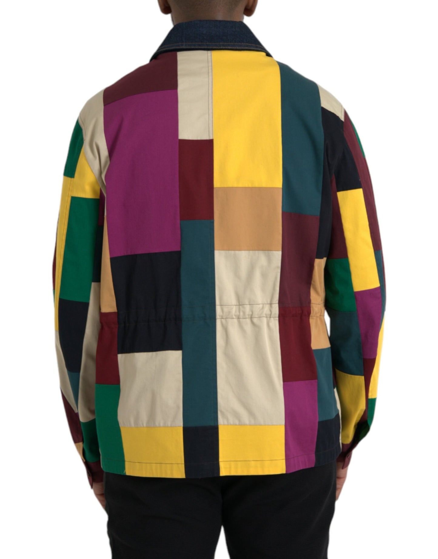 Dolce & Gabbana Multicolor Patchwork Cotton Collared Jacket IT48 / M