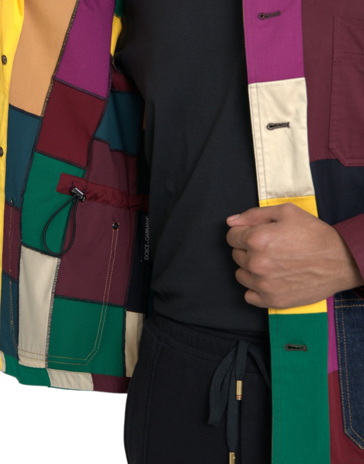 Dolce & Gabbana Multicolor Patchwork Cotton Collared Jacket IT48 / M