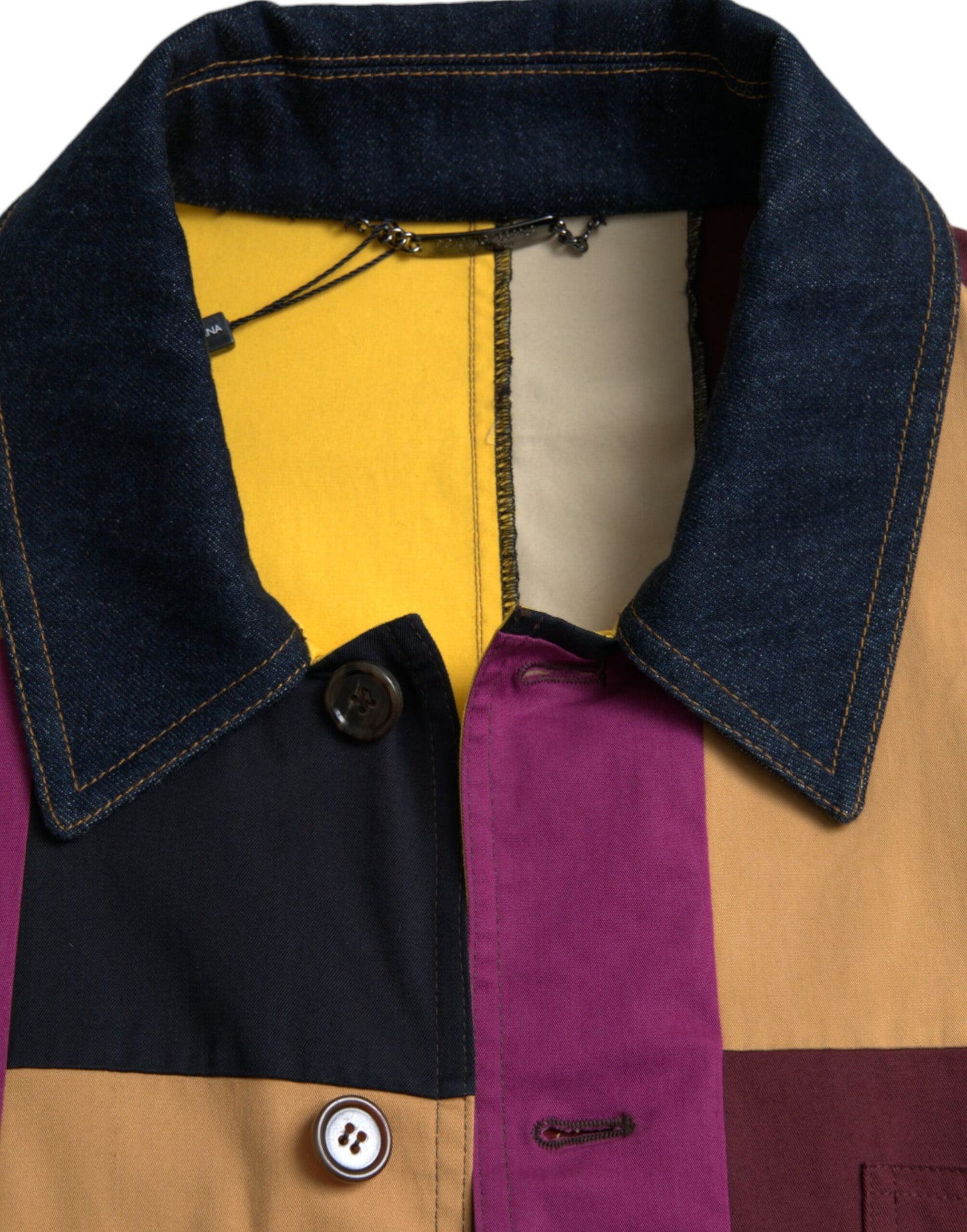 Dolce & Gabbana Multicolor Patchwork Cotton Collared Jacket IT48 / M