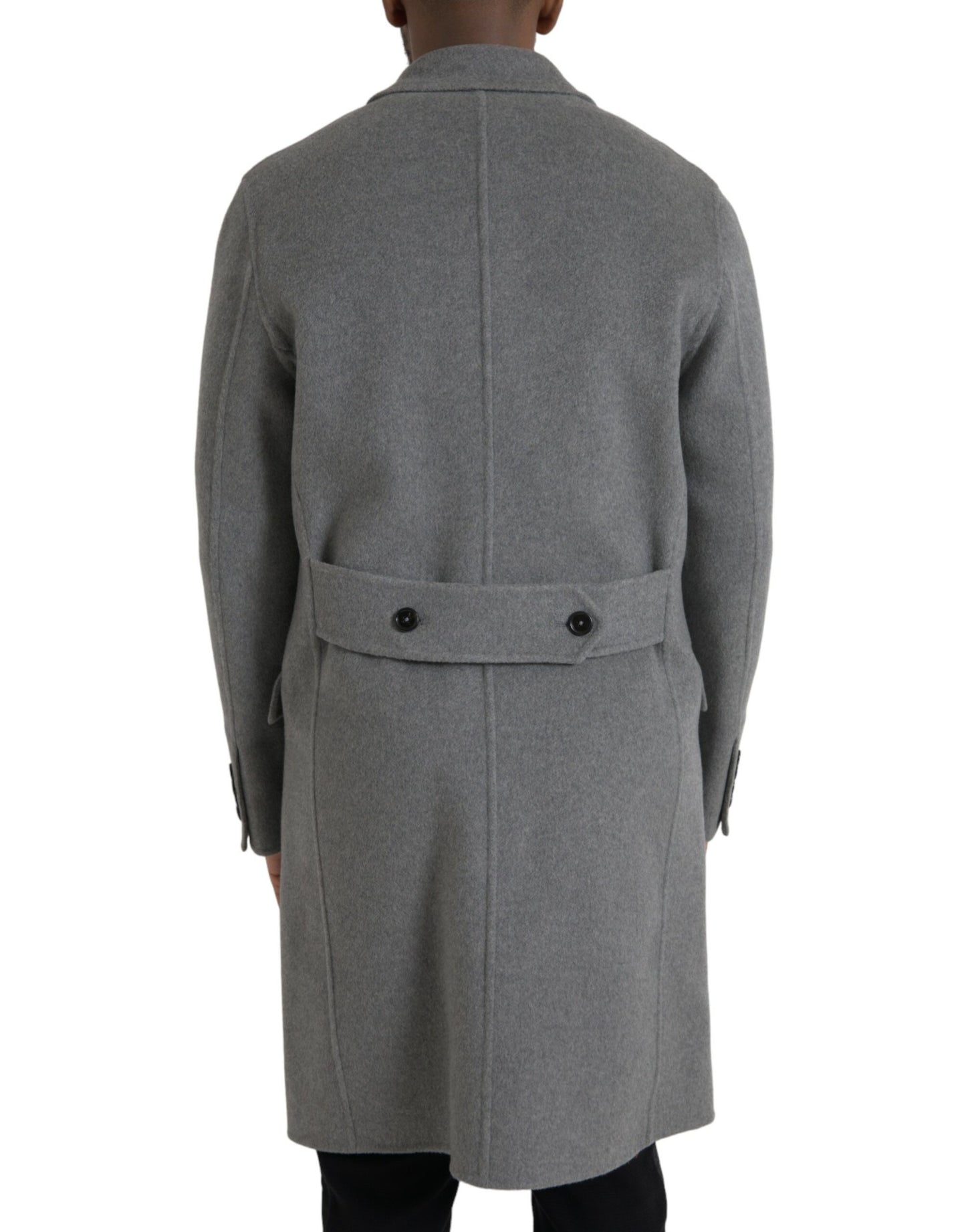 Dolce & Gabbana Gray Double Trench Coat Cashmere Jacket IT48 / M