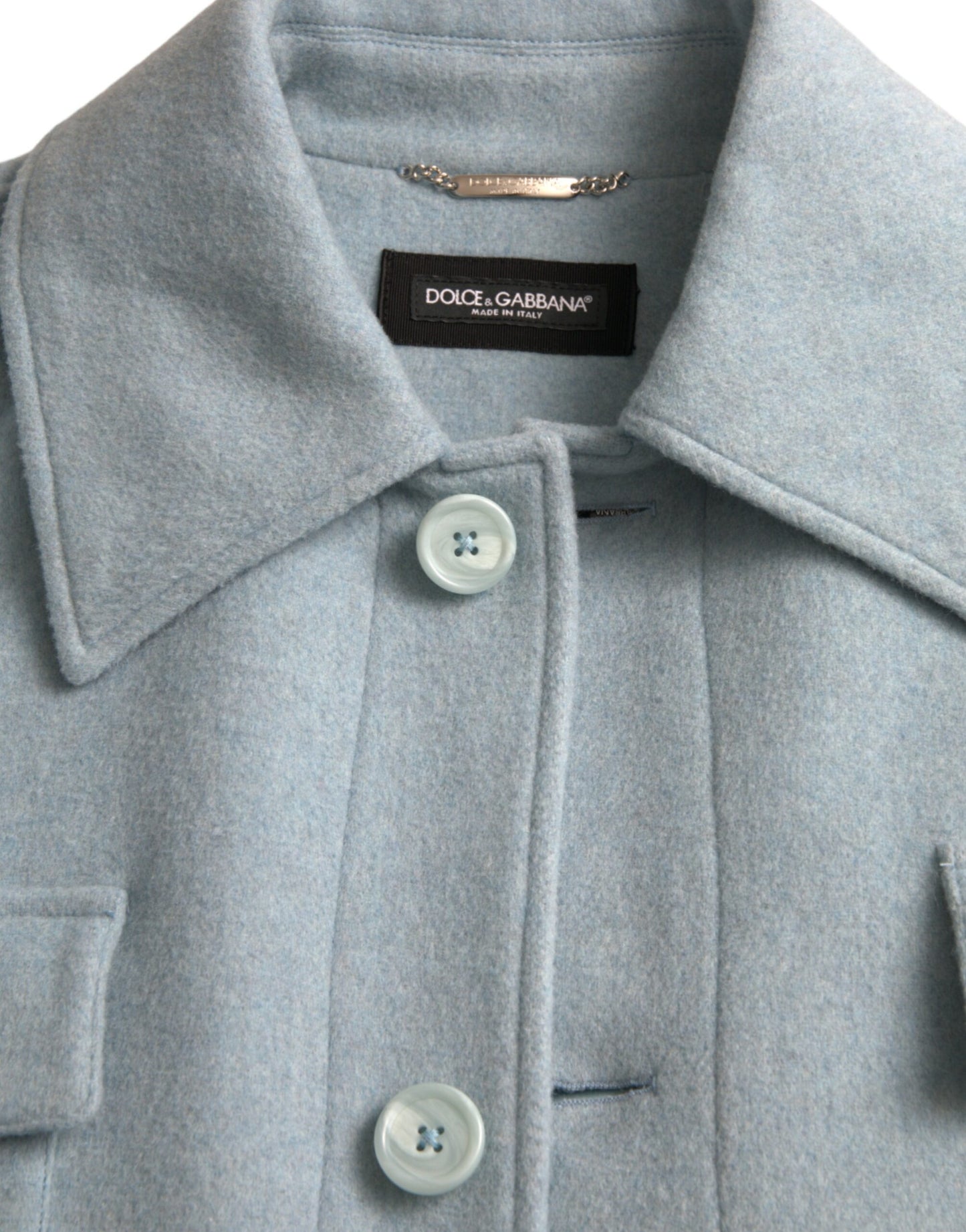 Dolce & Gabbana Light Blue Wool Button Trench Coat Jacket IT52 / XL