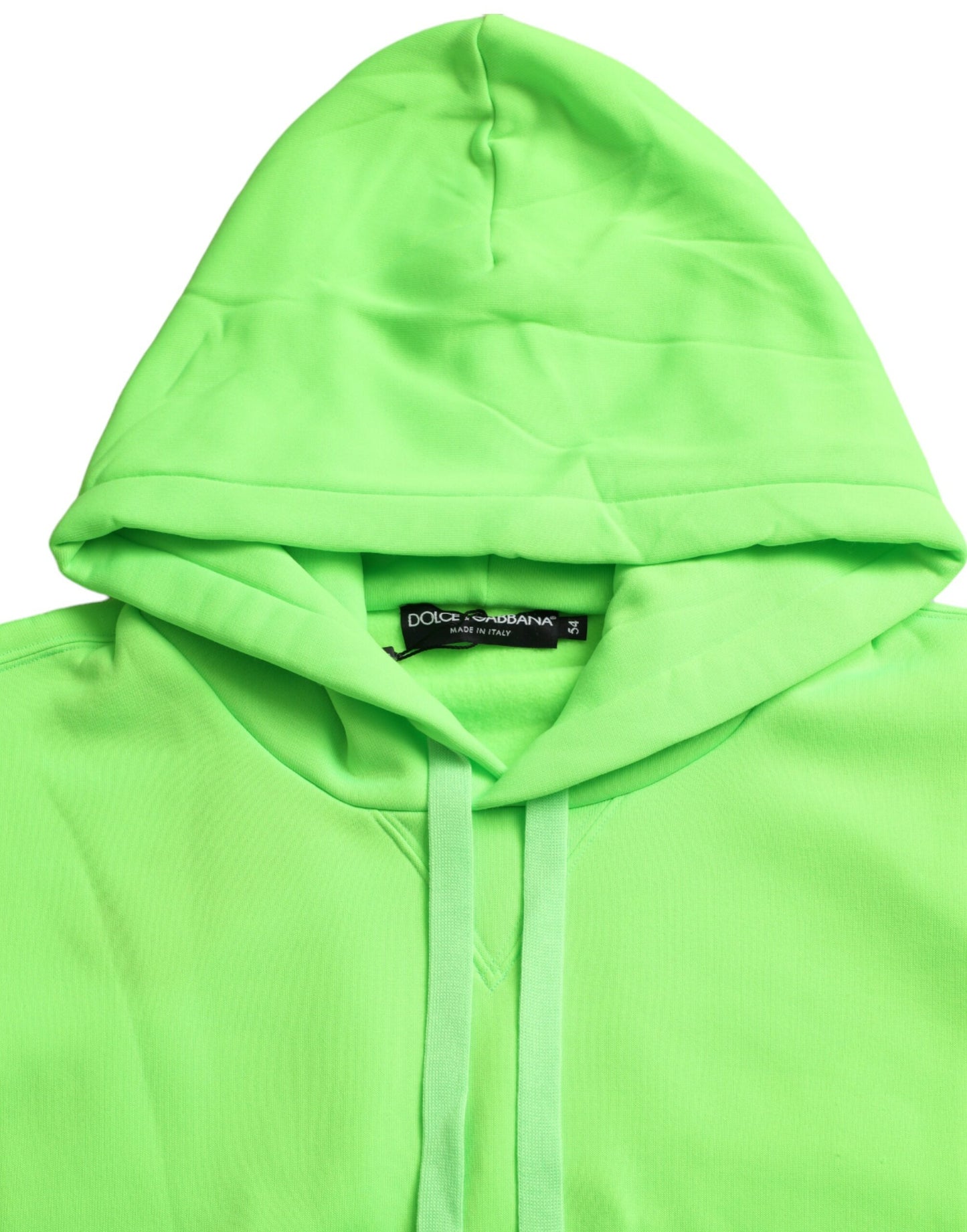 Dolce & Gabbana Neon Green Hooded Top Pullover Sweater IT54 / XL