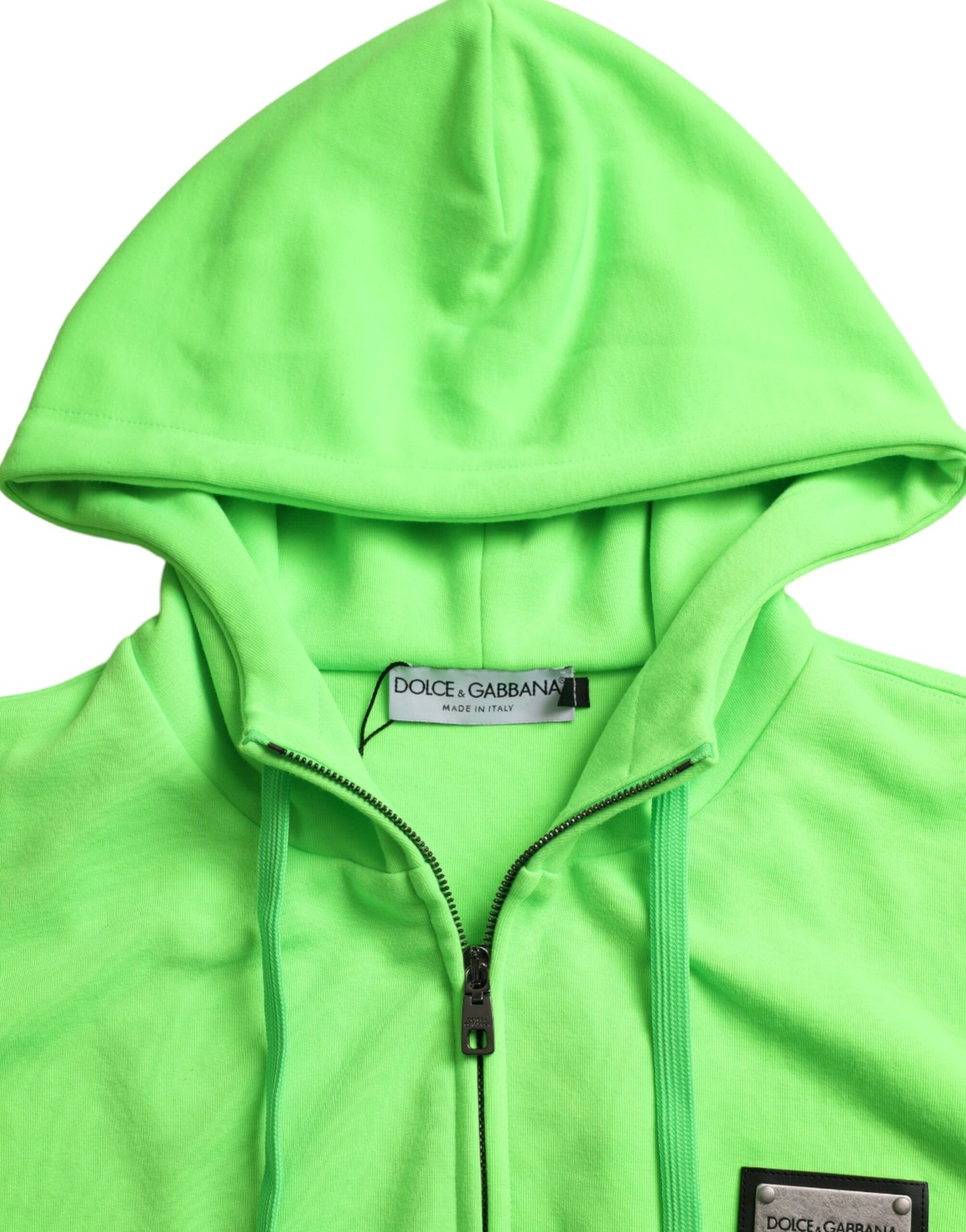 Dolce & Gabbana Neon Green Hooded Full Zip Top Sweater IT44 / S