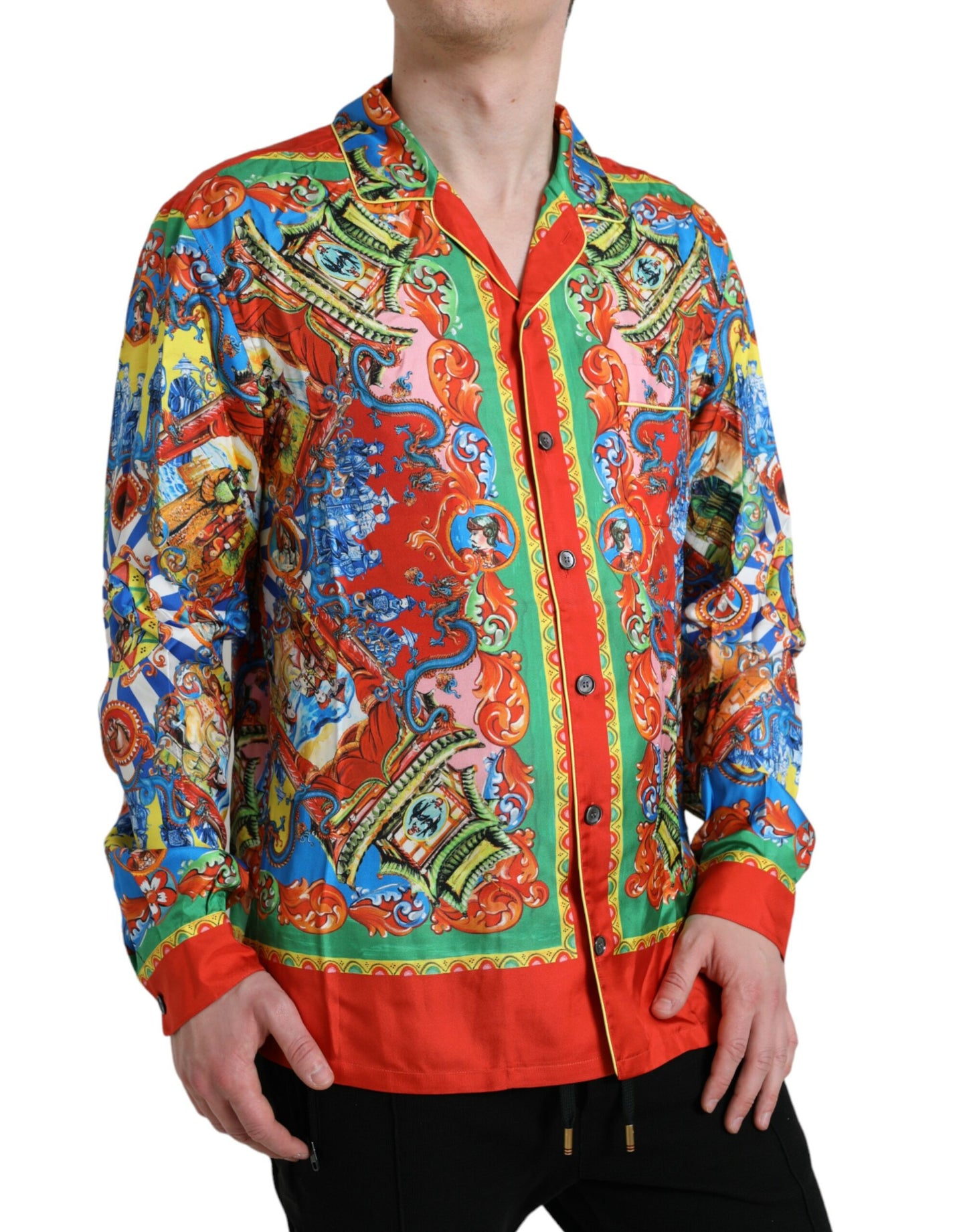 Dolce & Gabbana Multicolor Patterned Button Down Casual Shirt IT5 / M