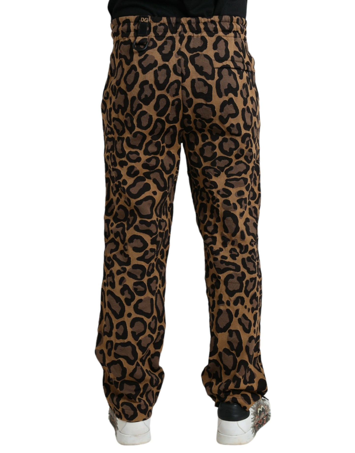 Dolce & Gabbana Brown Leopard Print Polyester Jogger Pants