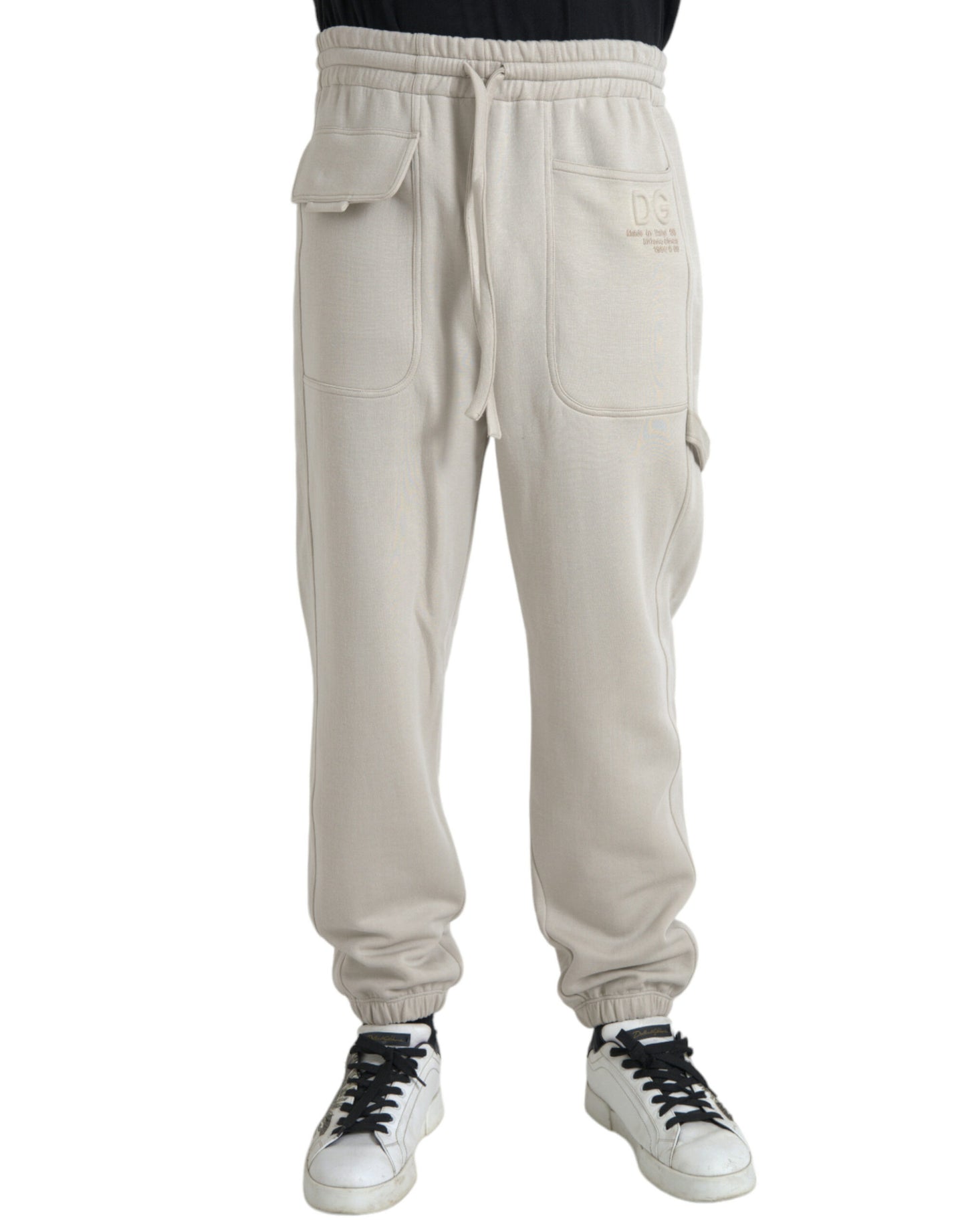 Dolce & Gabbana Off White Viscose Cargo Jogger Sweatpants Pants IT48 / M