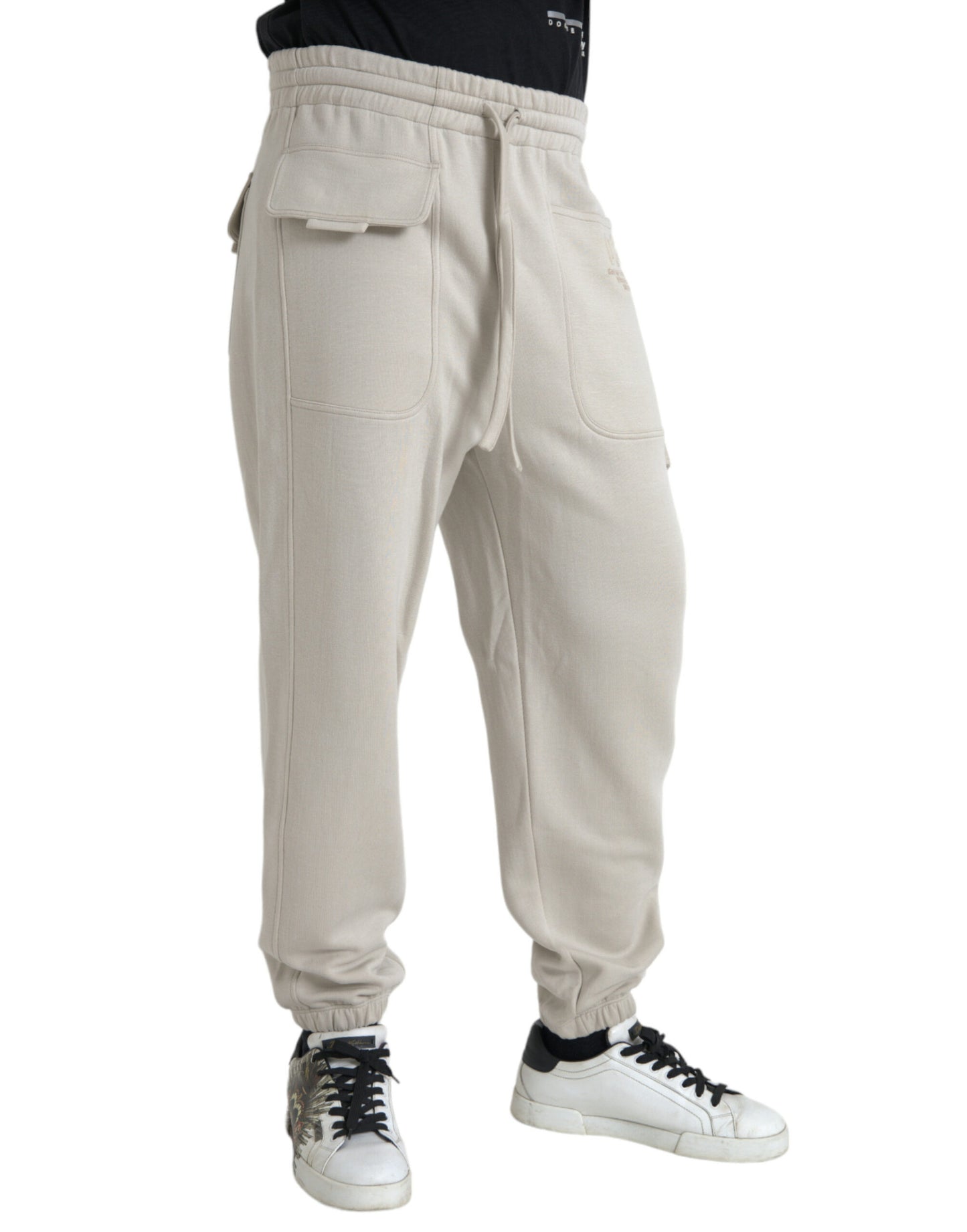 Dolce & Gabbana Off White Viscose Cargo Jogger Sweatpants Pants IT48 / M