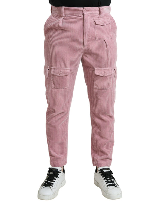 Dolce & Gabbana Pink Corduroy Cotton Stretch Skinny Cargo Jeans IT48 / M