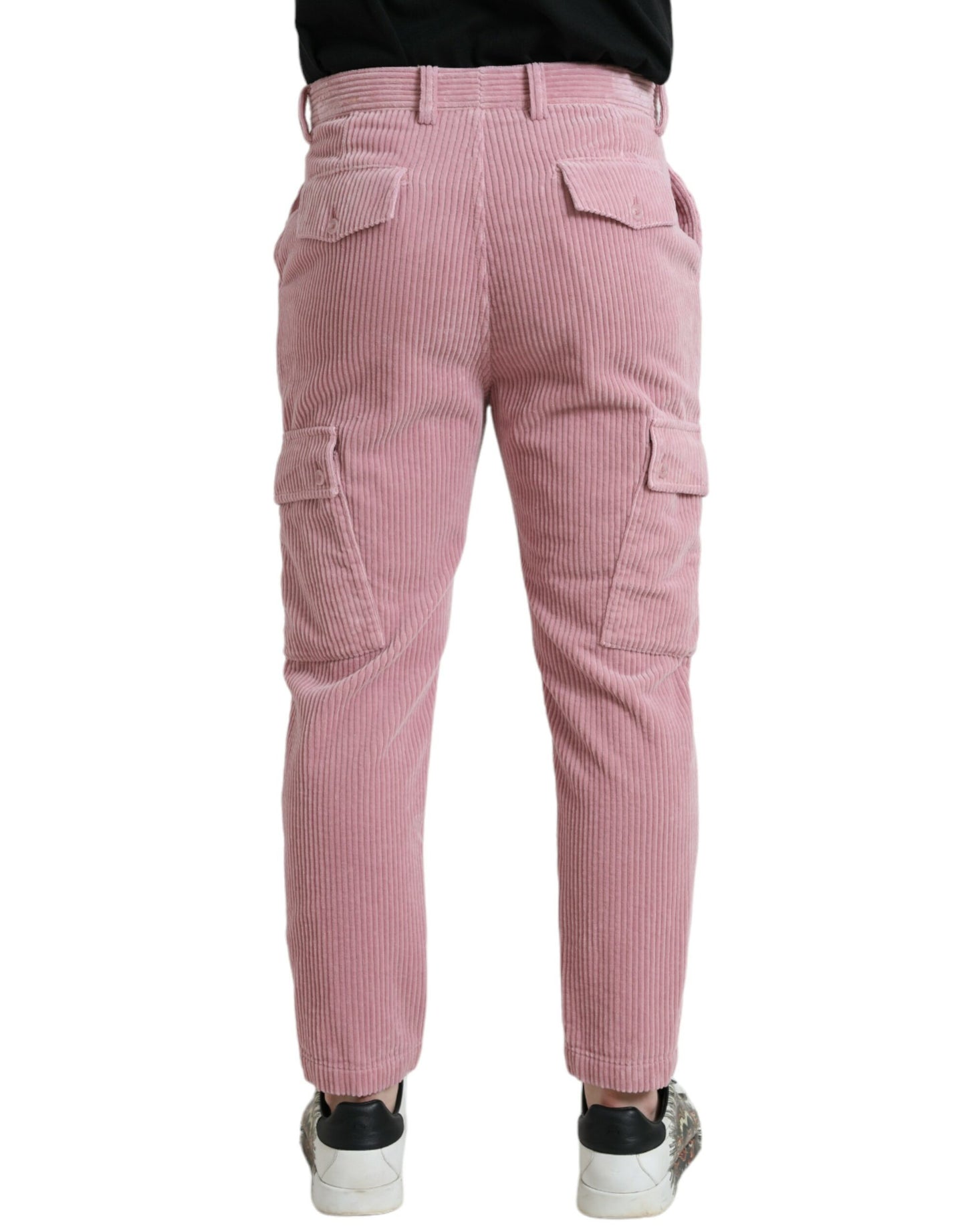 Dolce & Gabbana Pink Corduroy Cotton Stretch Skinny Cargo Jeans IT48 / M