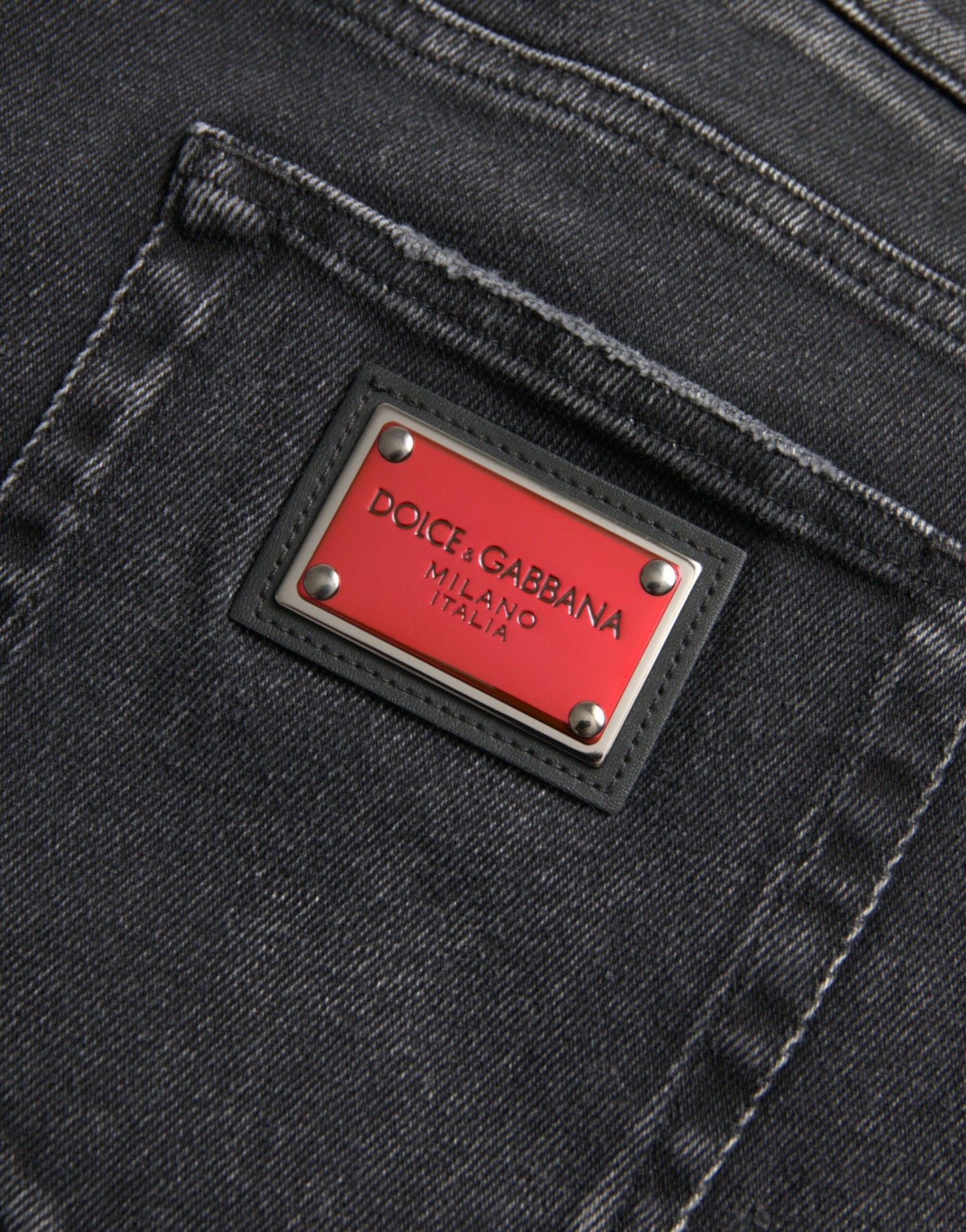 Dolce & Gabbana Gray Cotton Stretch Skinny Denim Logo Jeans IT56 / XL