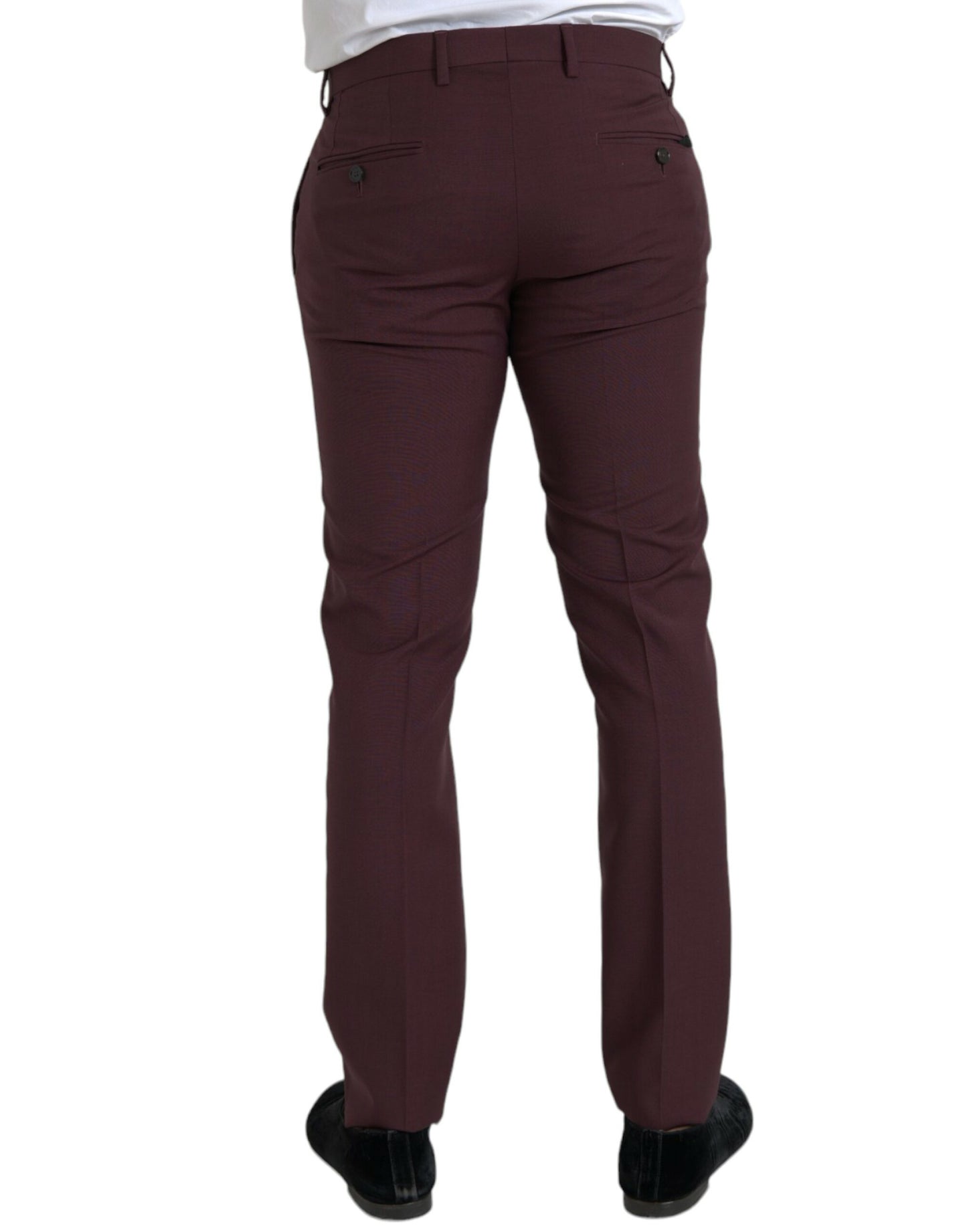 Dolce & Gabbana Maroon Wool Men Slim Fit Dress Pants IT48 / M