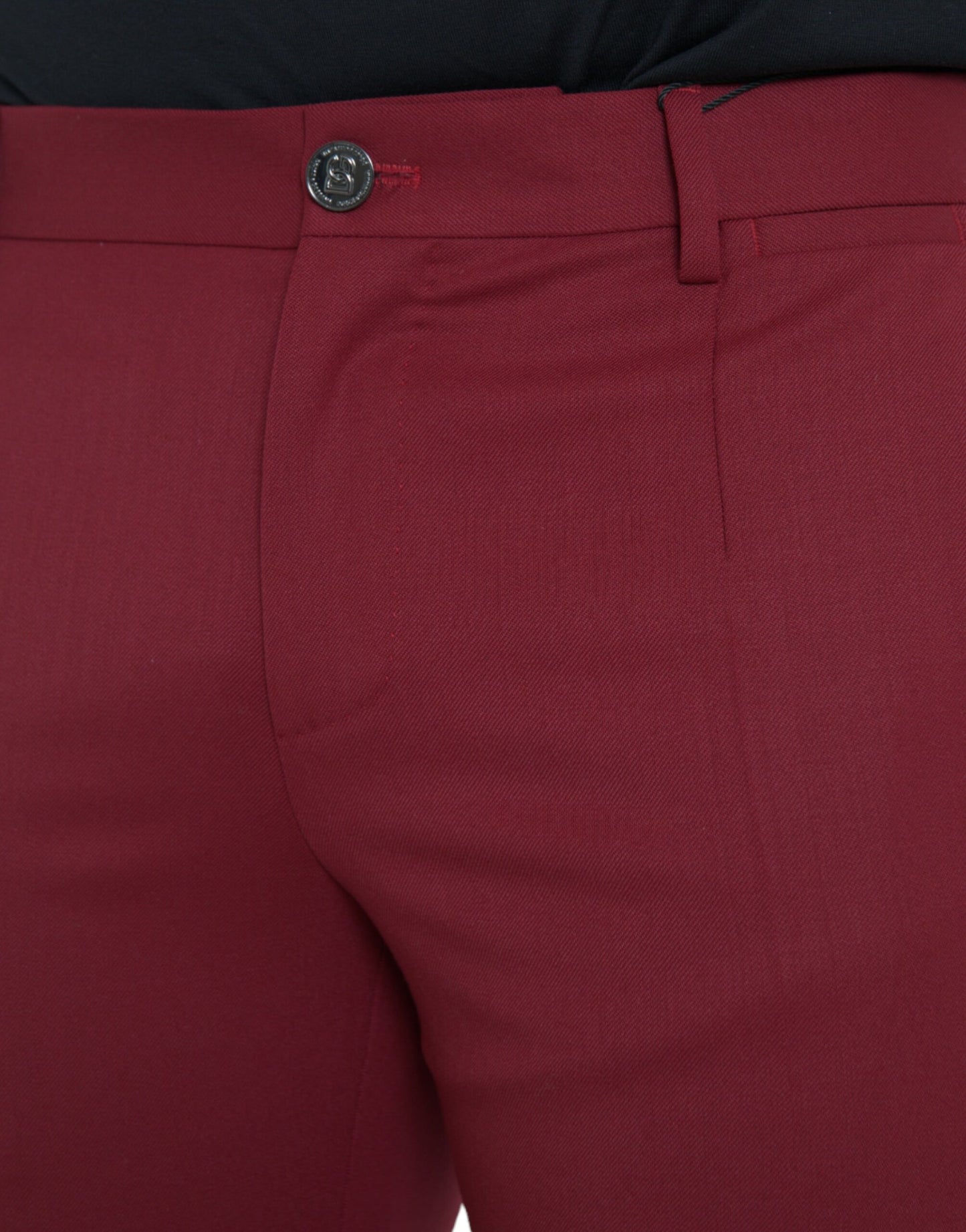 Dolce & Gabbana Red Wool Men Slim Fit Dress Pants IT48 / M