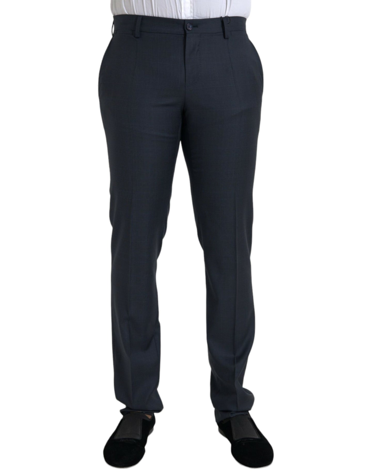 Dolce & Gabbana Blue Wool Men Skinny Dress Pants IT48 / M