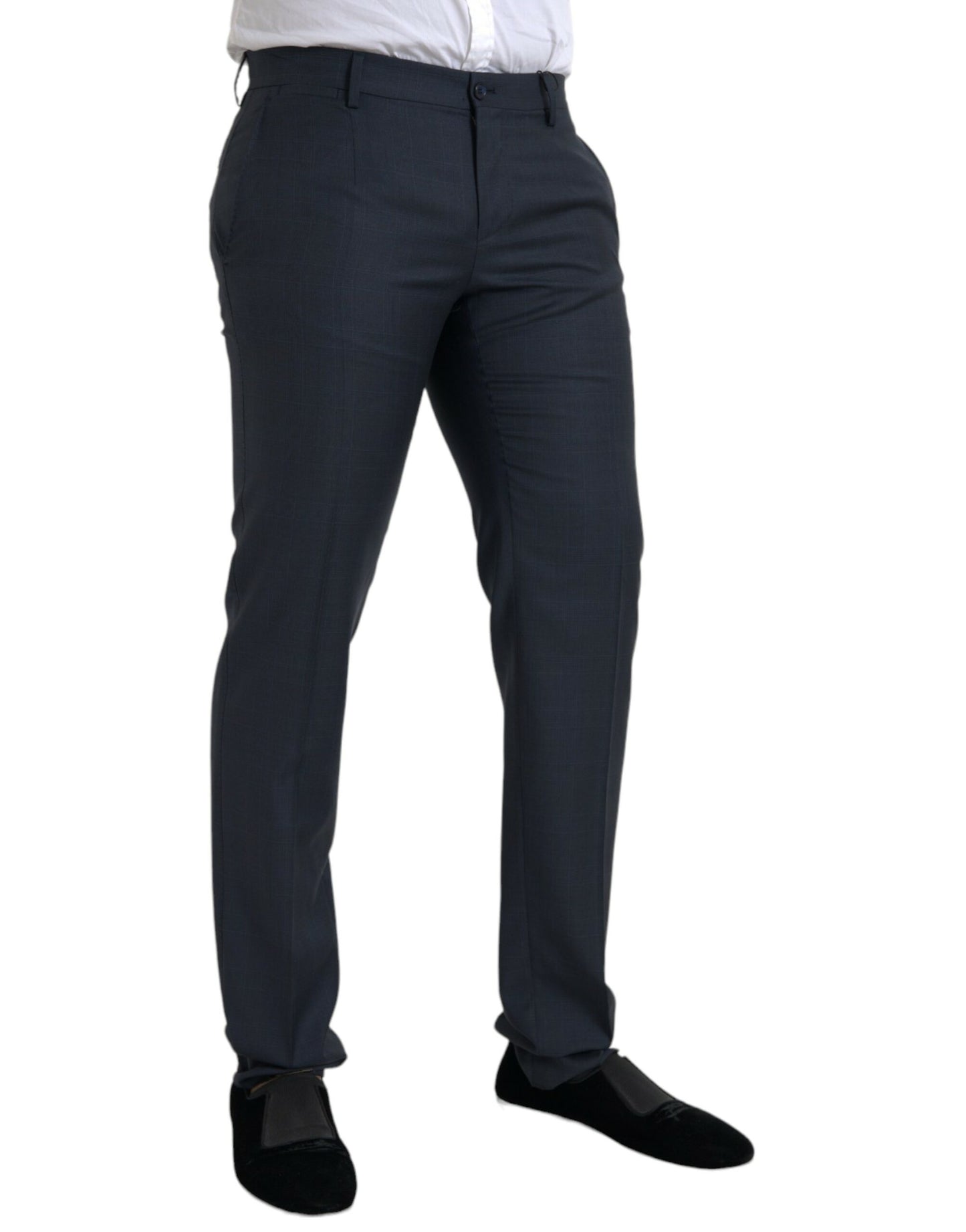 Dolce & Gabbana Blue Wool Men Skinny Dress Pants IT48 / M