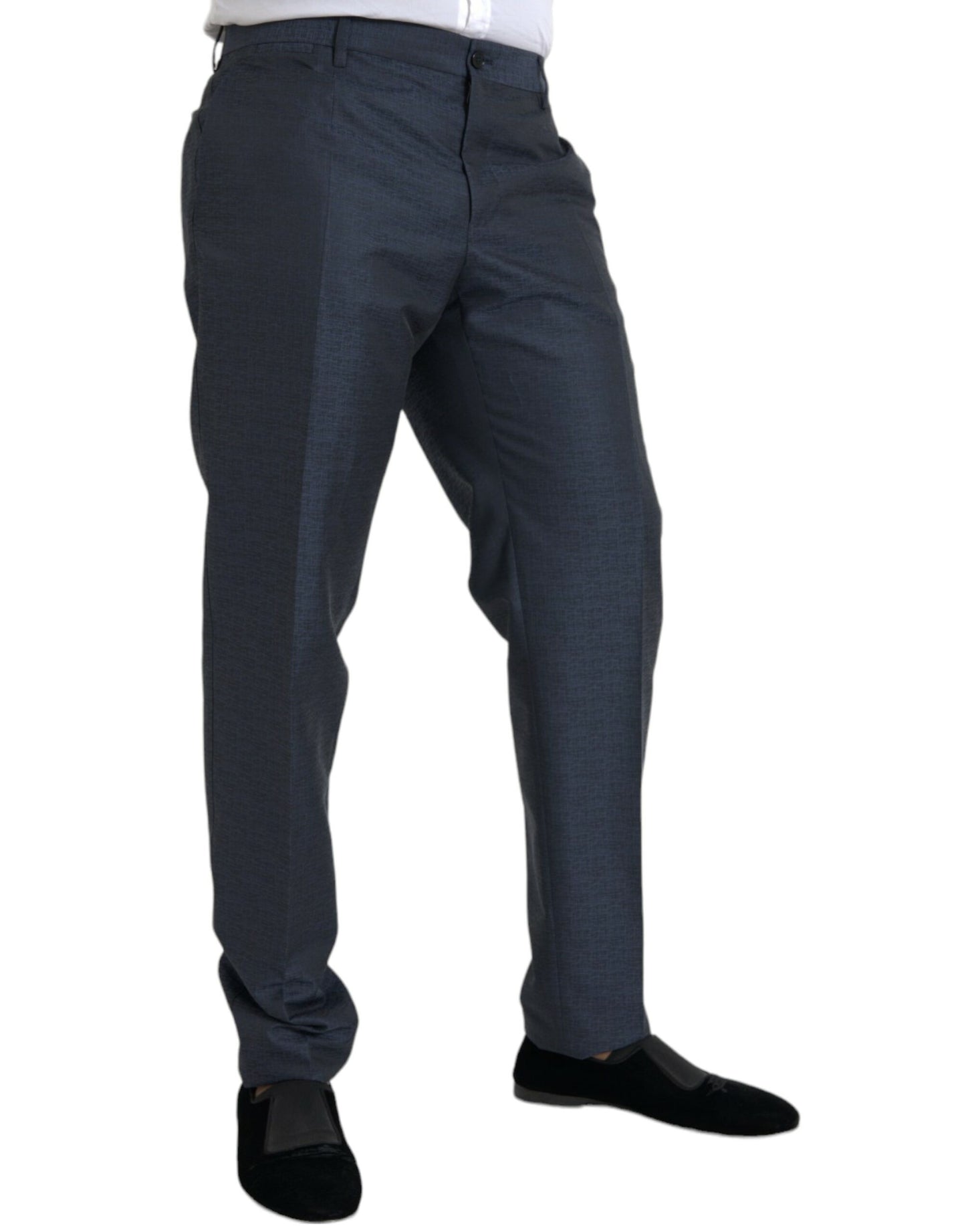 Dolce & Gabbana Blue Wool Men Skinny Dress Pants IT56 / XXL