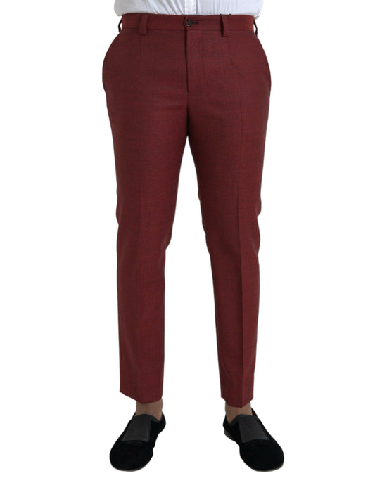 Dolce & Gabbana Maroon Wool Men Skinny Dress Pants IT48 / M