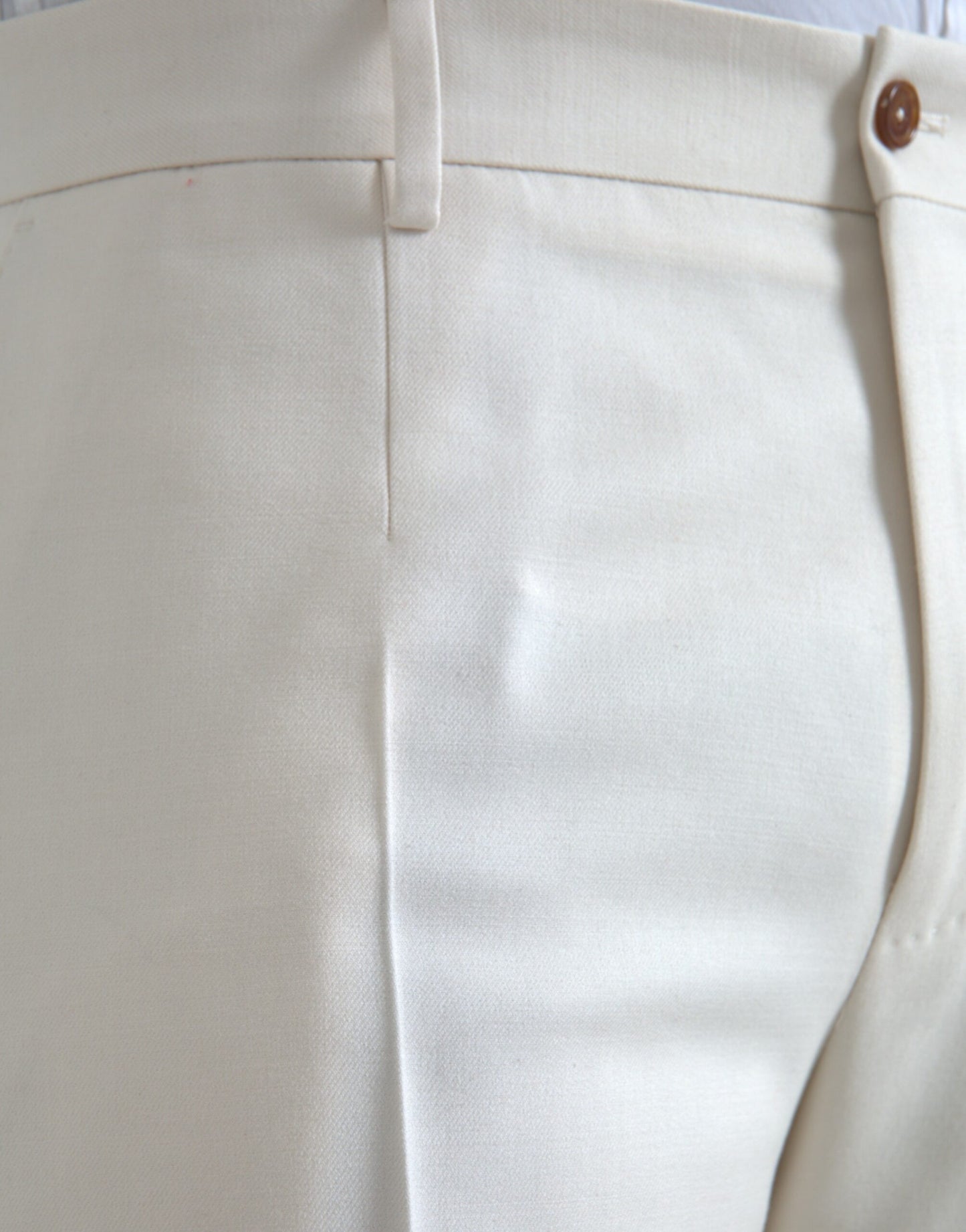 Dolce & Gabbana White Wool Wide Leg Mid Waist Pants IT48 / M