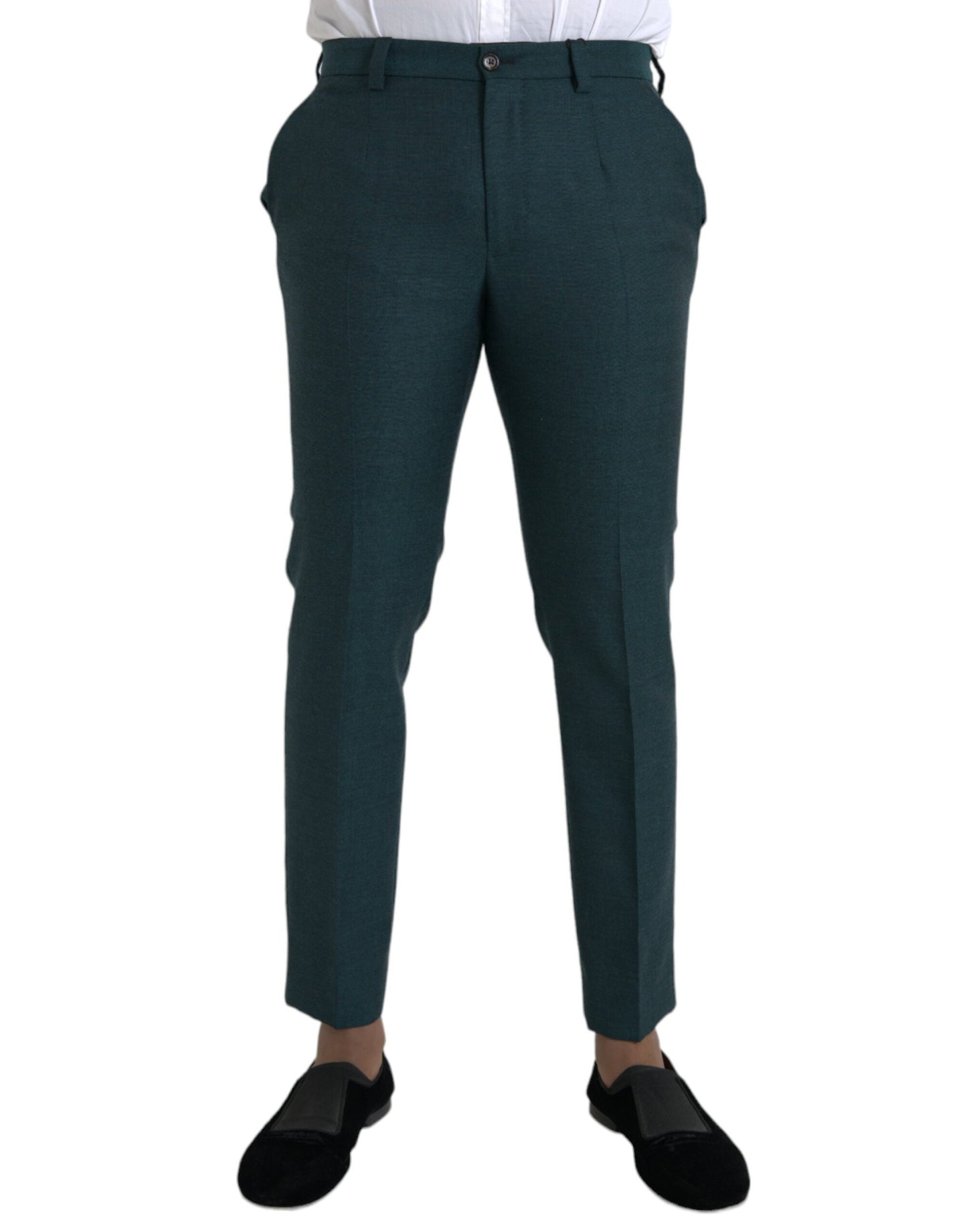 Dolce & Gabbana Green Wool Skinny Slim Dress  Pants IT48 / M