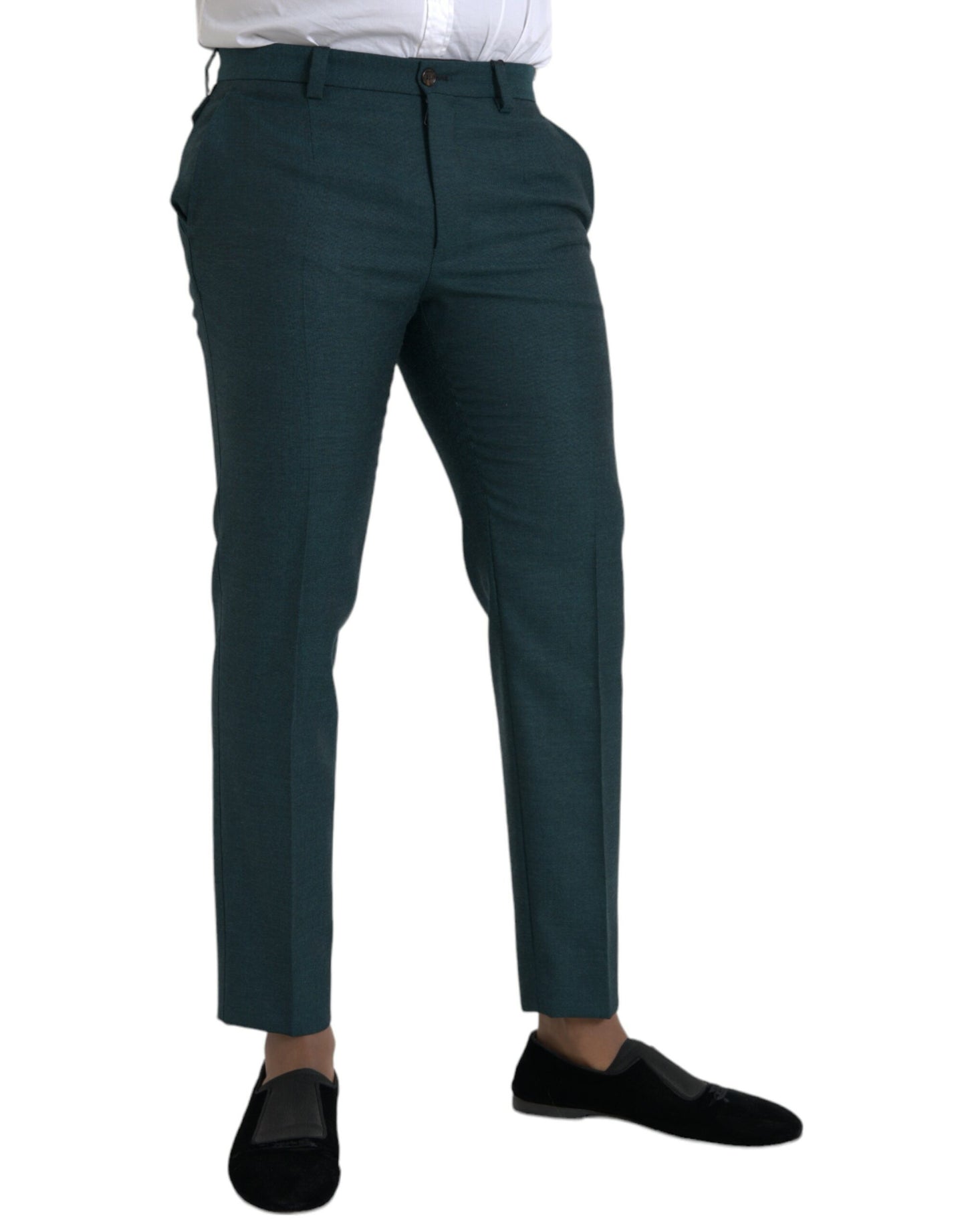 Dolce & Gabbana Green Wool Skinny Slim Dress  Pants IT48 / M