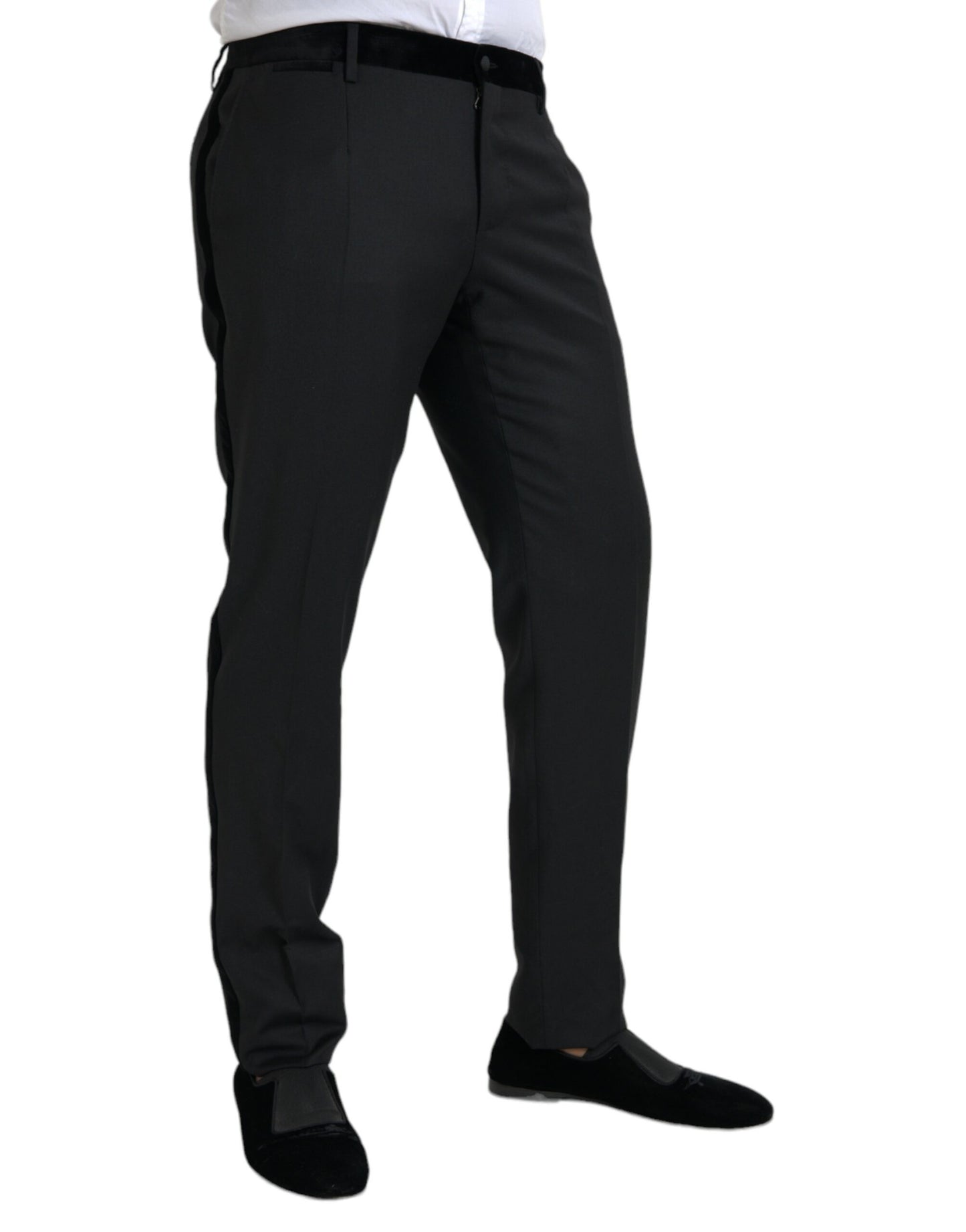 Dolce & Gabbana Black Silk Men Skinny Dress Pants IT54 / XL